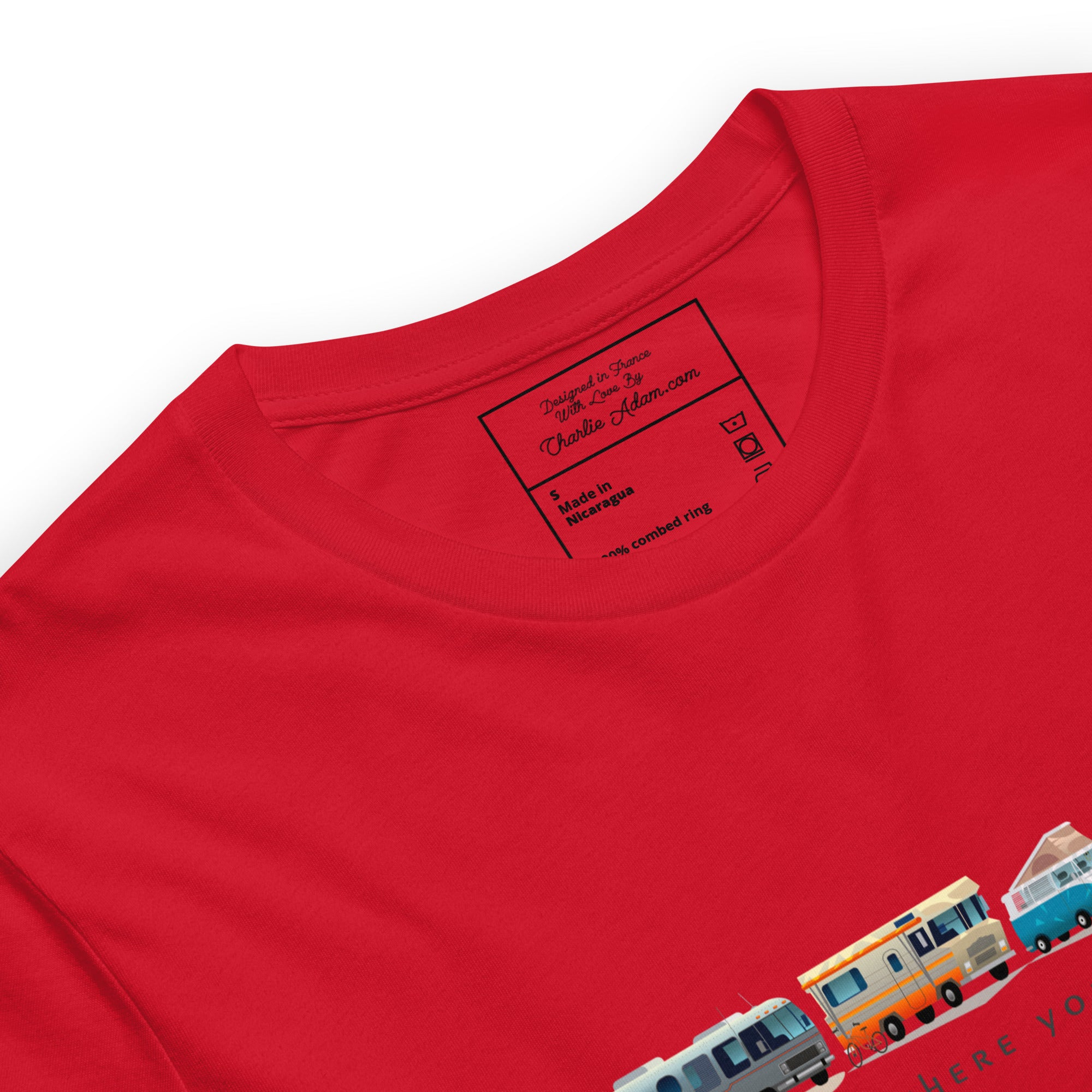 Unisex cotton t-shirt Vintage Campers on bright colors