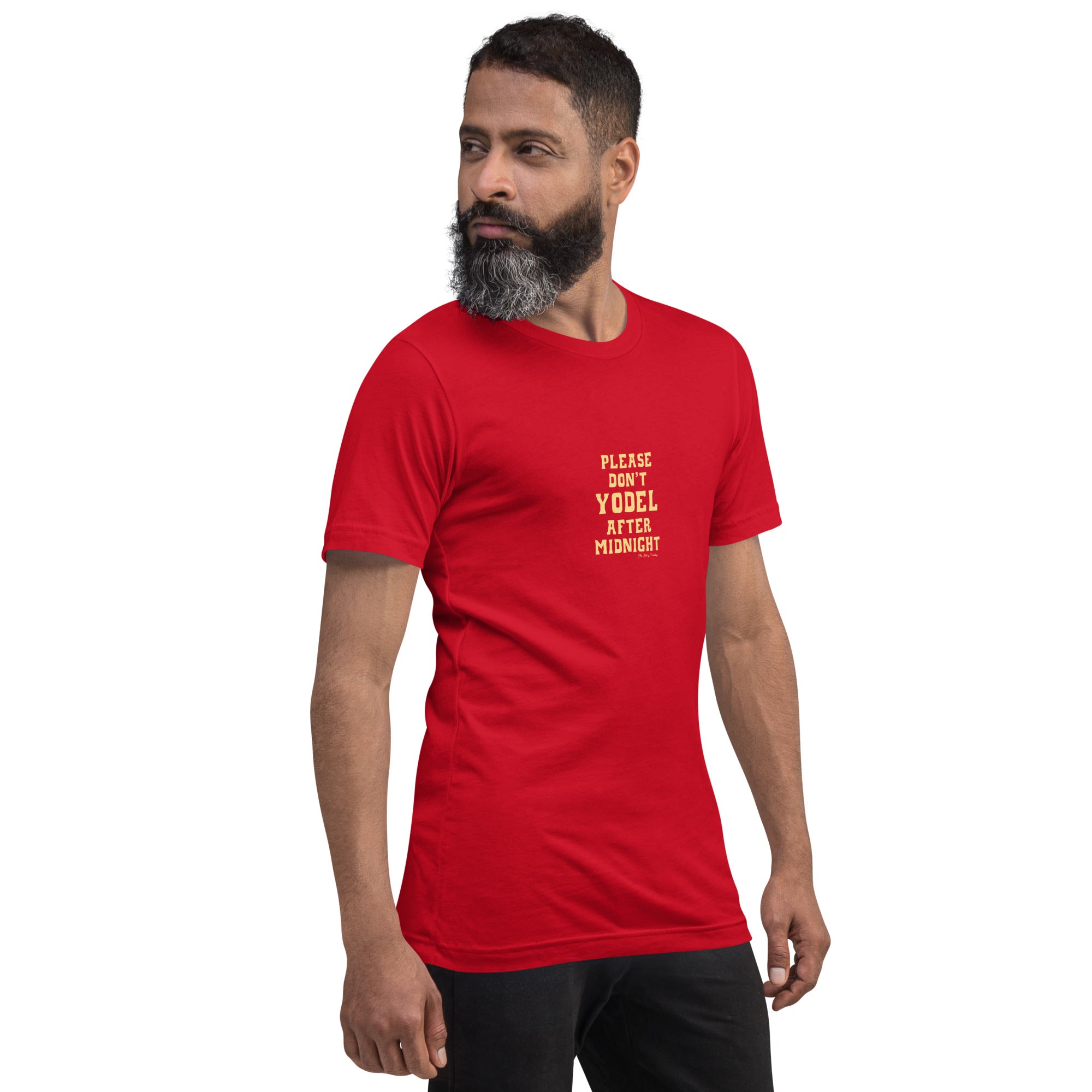 T-shirt en coton unisexe Don't Yodel After Midnight texte clair