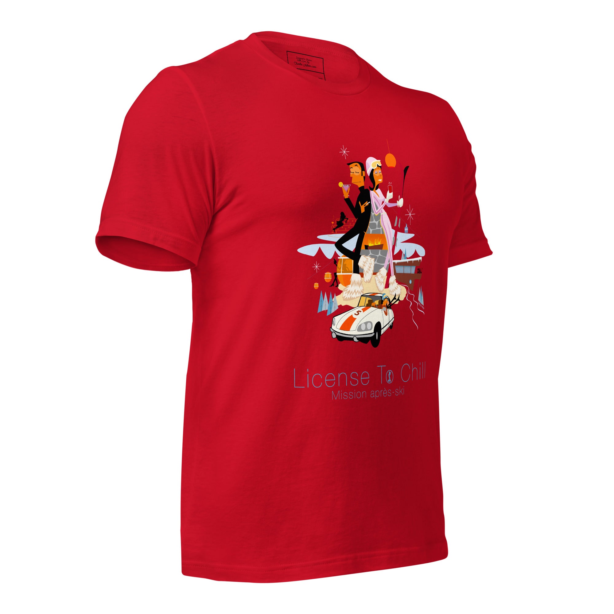 Unisex cotton t-shirt License to Chill Mission Après-Ski on bright colors