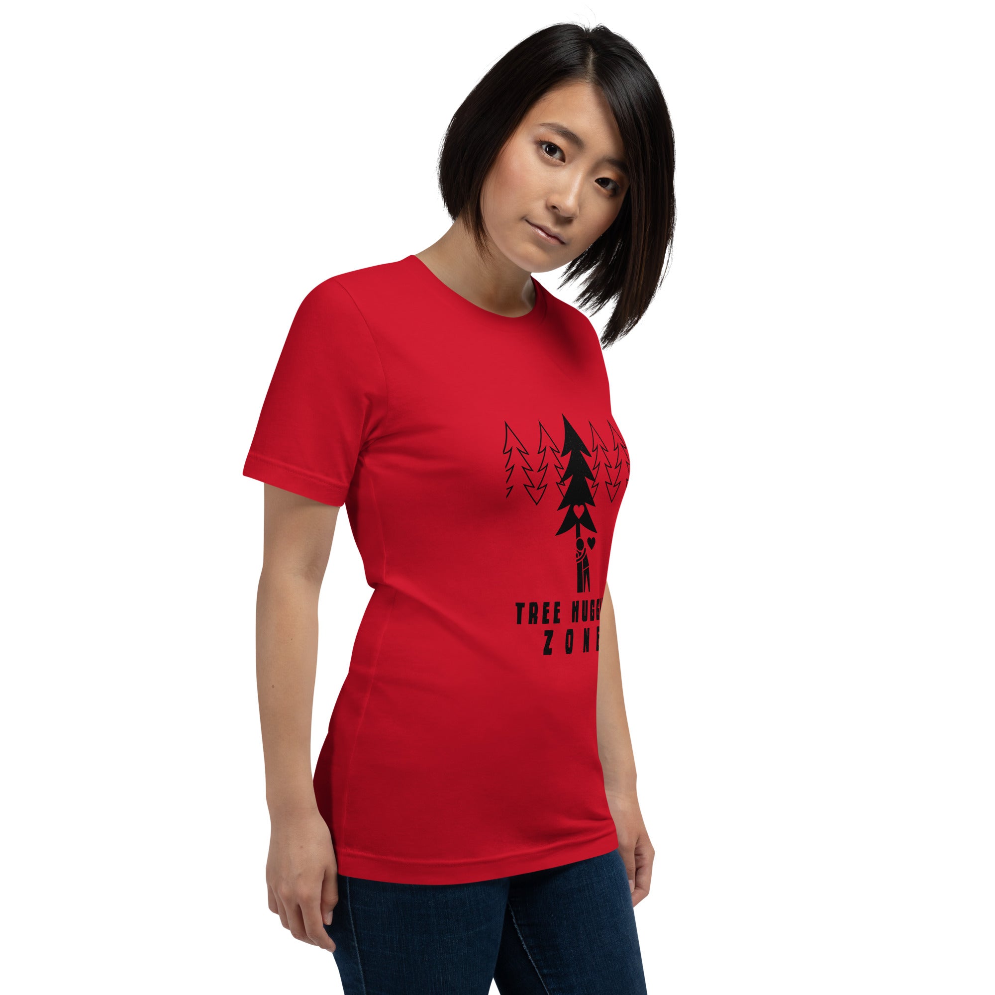 Unisex cotton t-shirt Tree hugging zone on bright colors