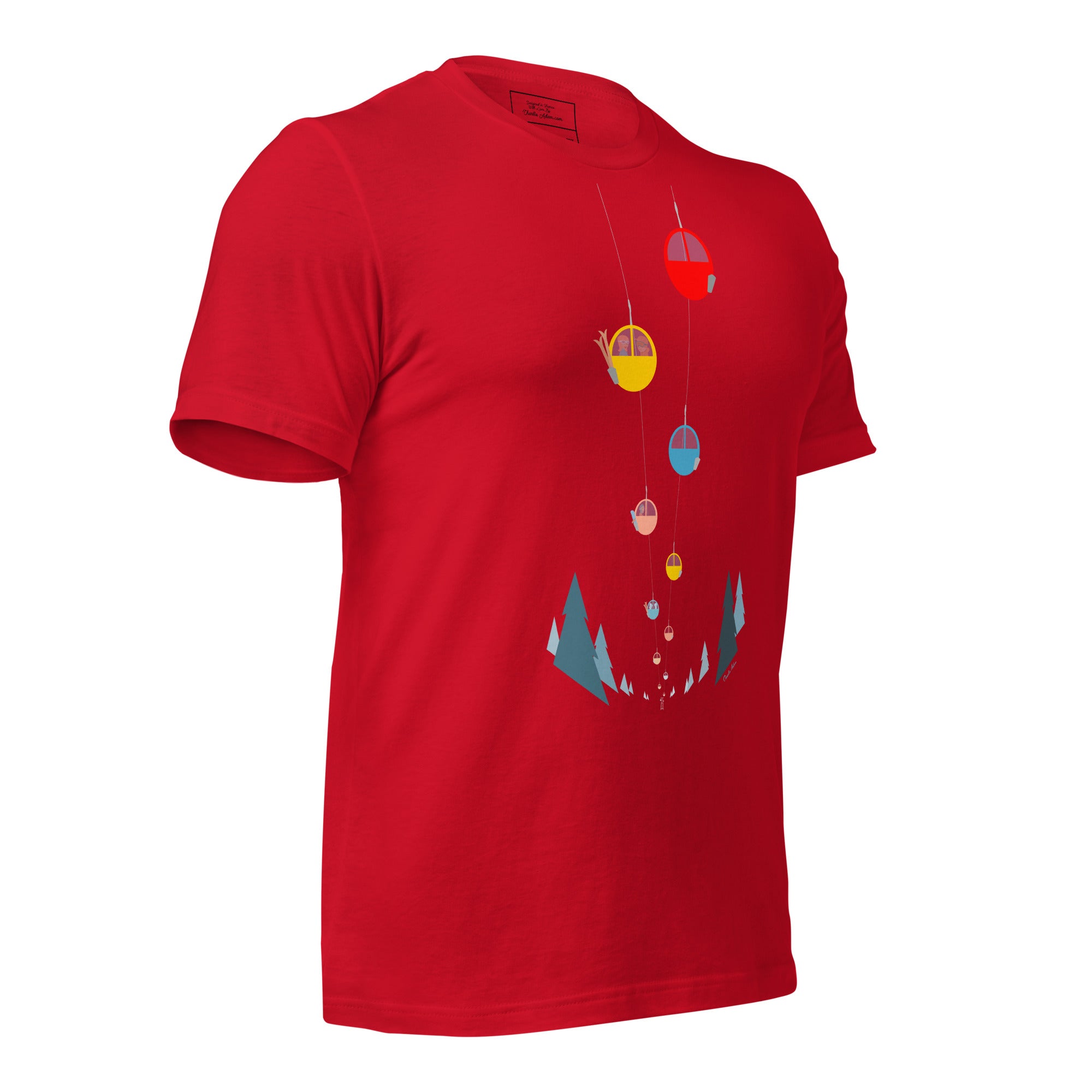 T-shirt en coton unisexe Gondolas in the mist sur couleurs vives
