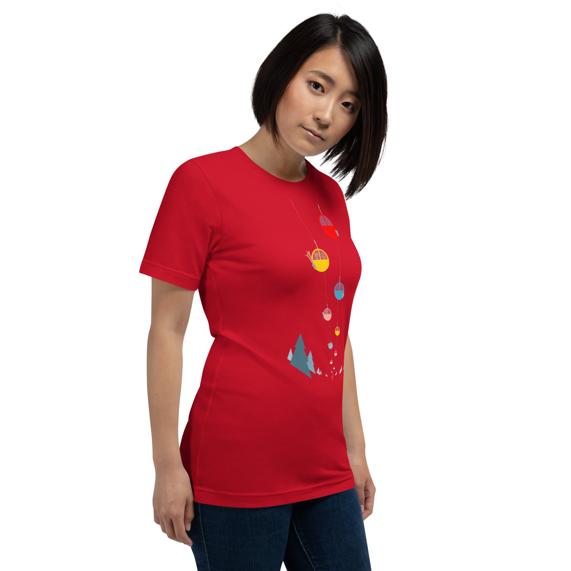 T-shirt en coton unisexe Gondolas in the mist sur couleurs vives