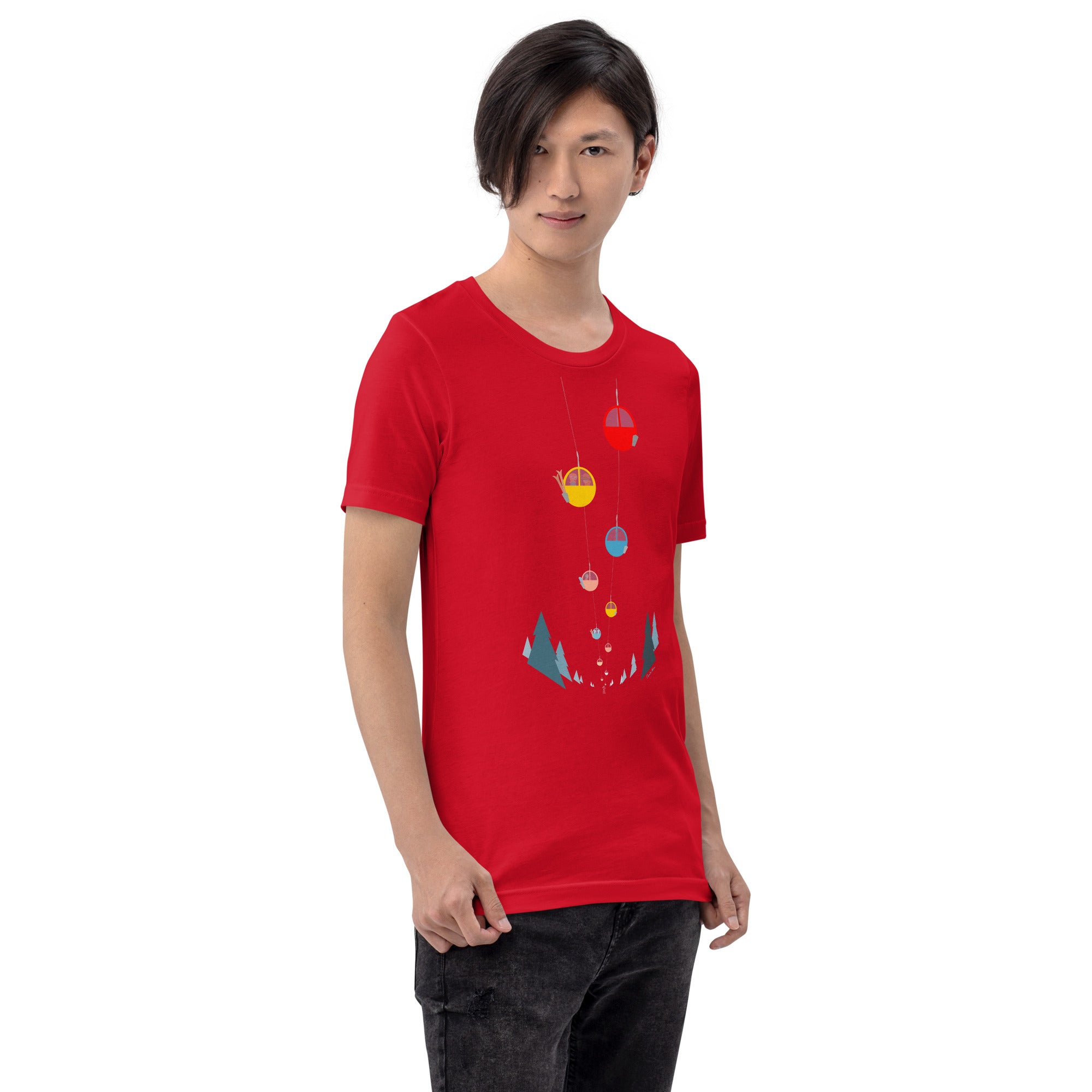 T-shirt en coton unisexe Gondolas in the mist sur couleurs vives