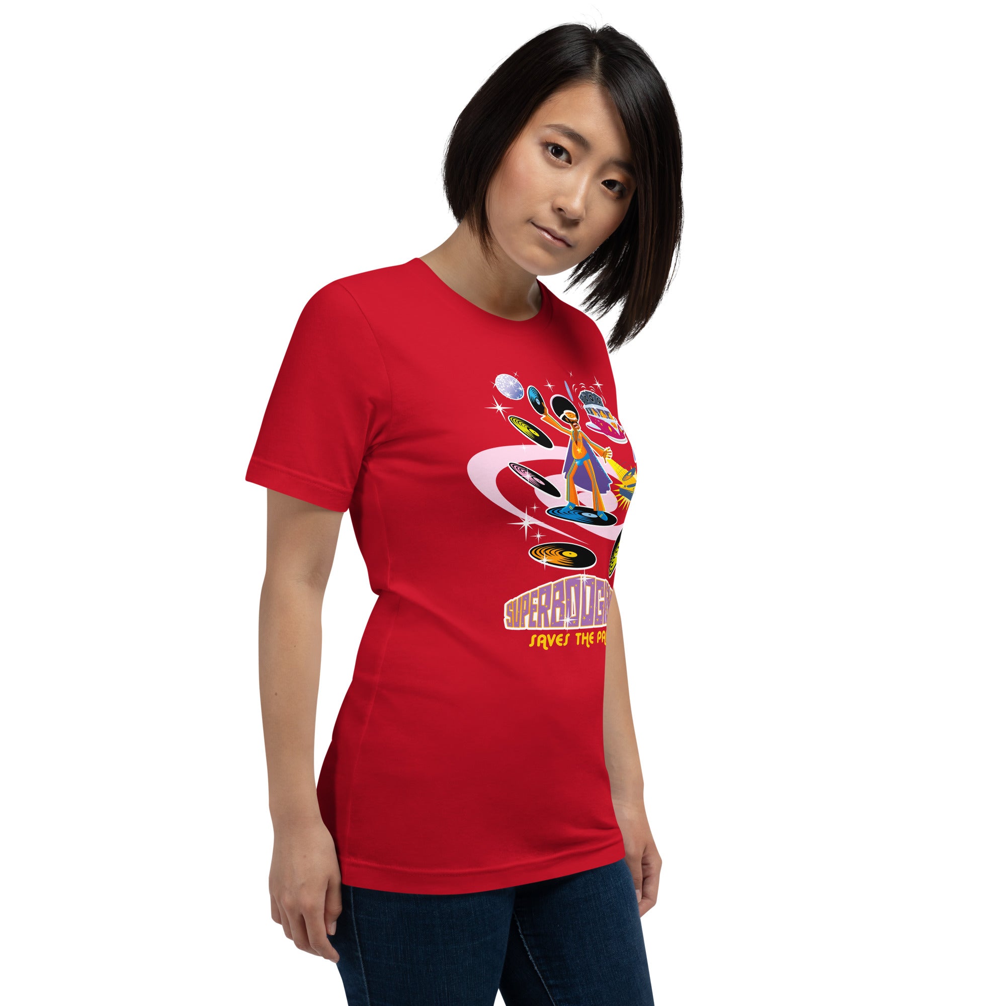 Unisex cotton t-shirt Superboogieman saves the Party on bright colors