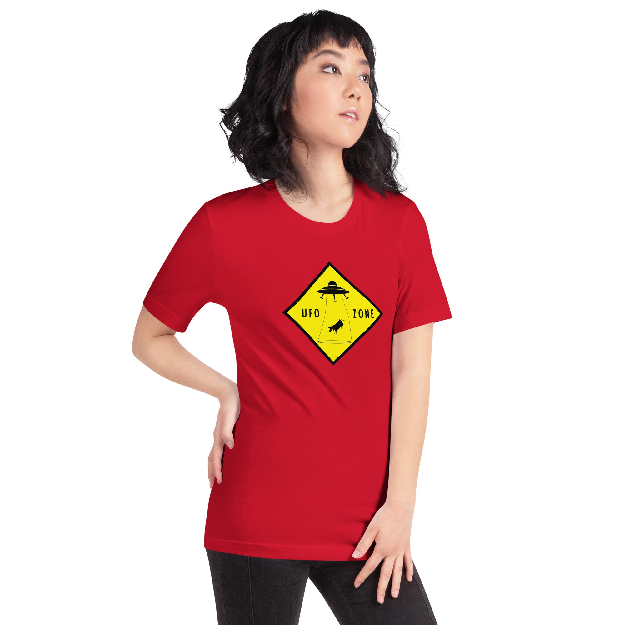 Unisex cotton t-shirt UFO Zone on bright colors