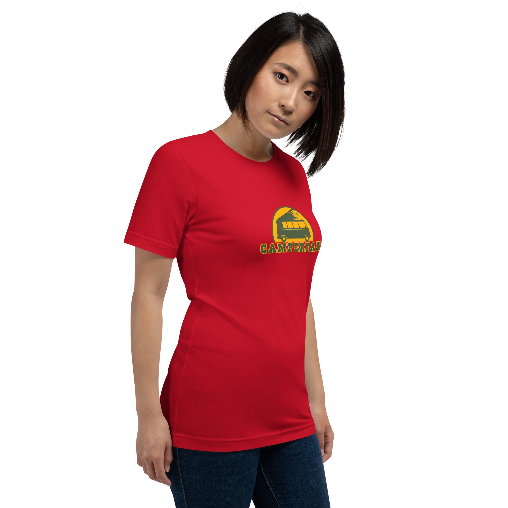Unisex cotton t-shirt Camperfan on bright colors