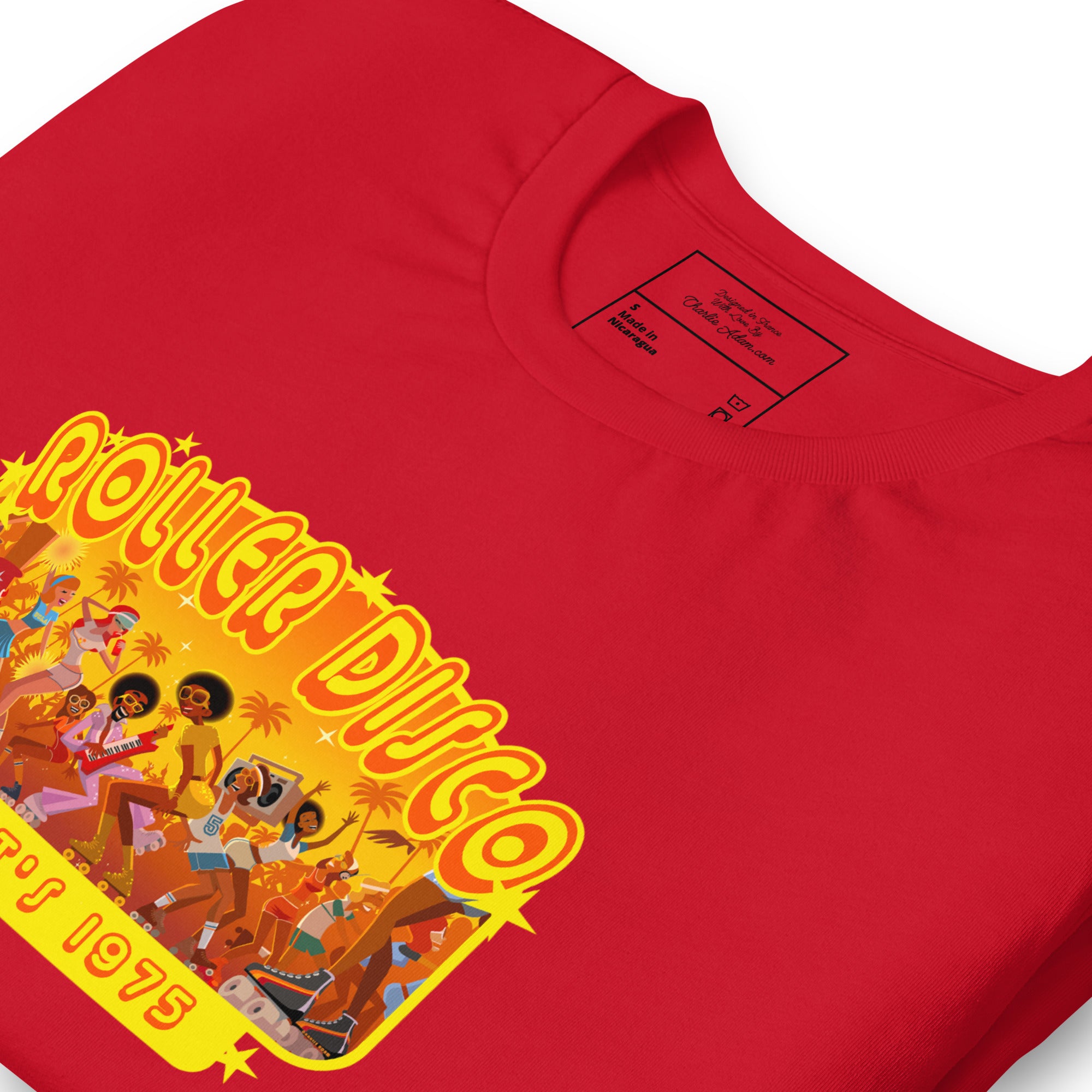 Unisex t-shirt Roller Disco 1975 on bright colors