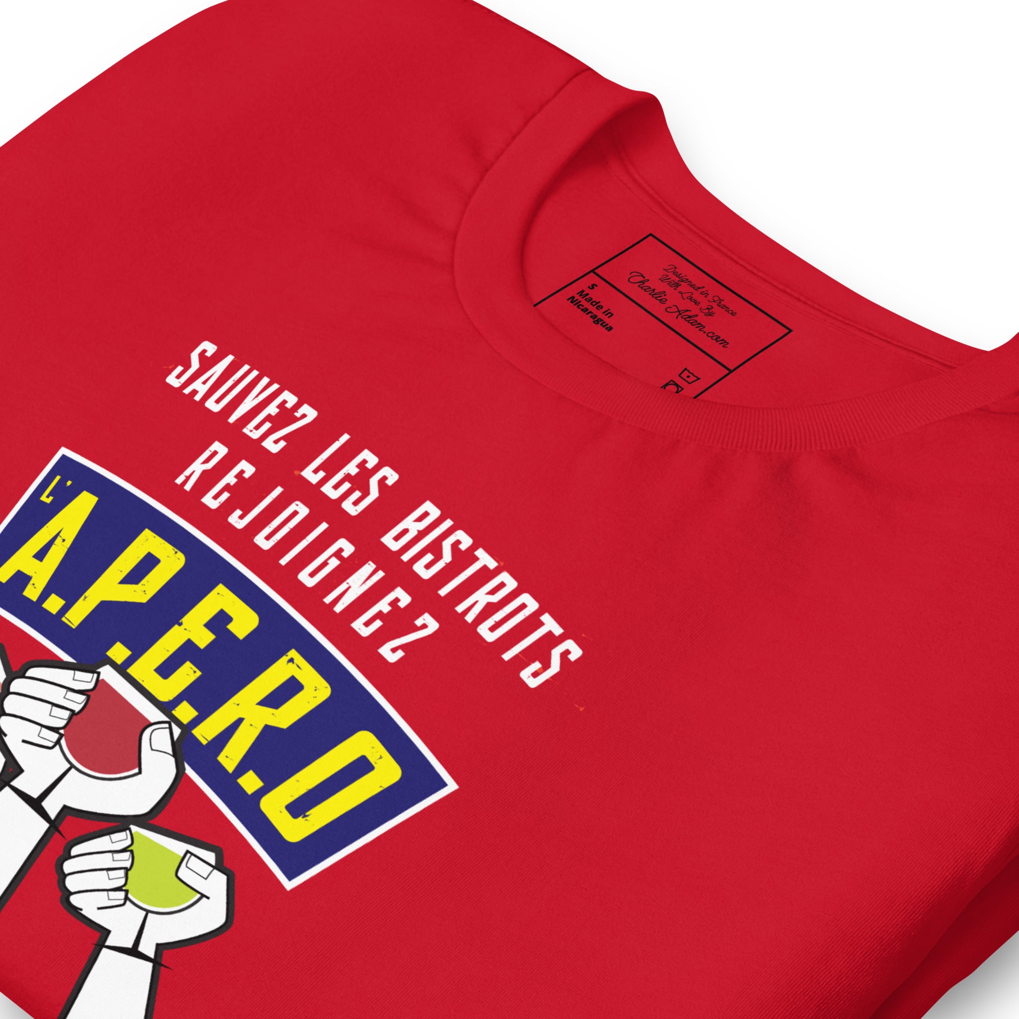 Unisex t-shirt Sauvez les Bistrots, rejoignez l'Apéro on bright colors