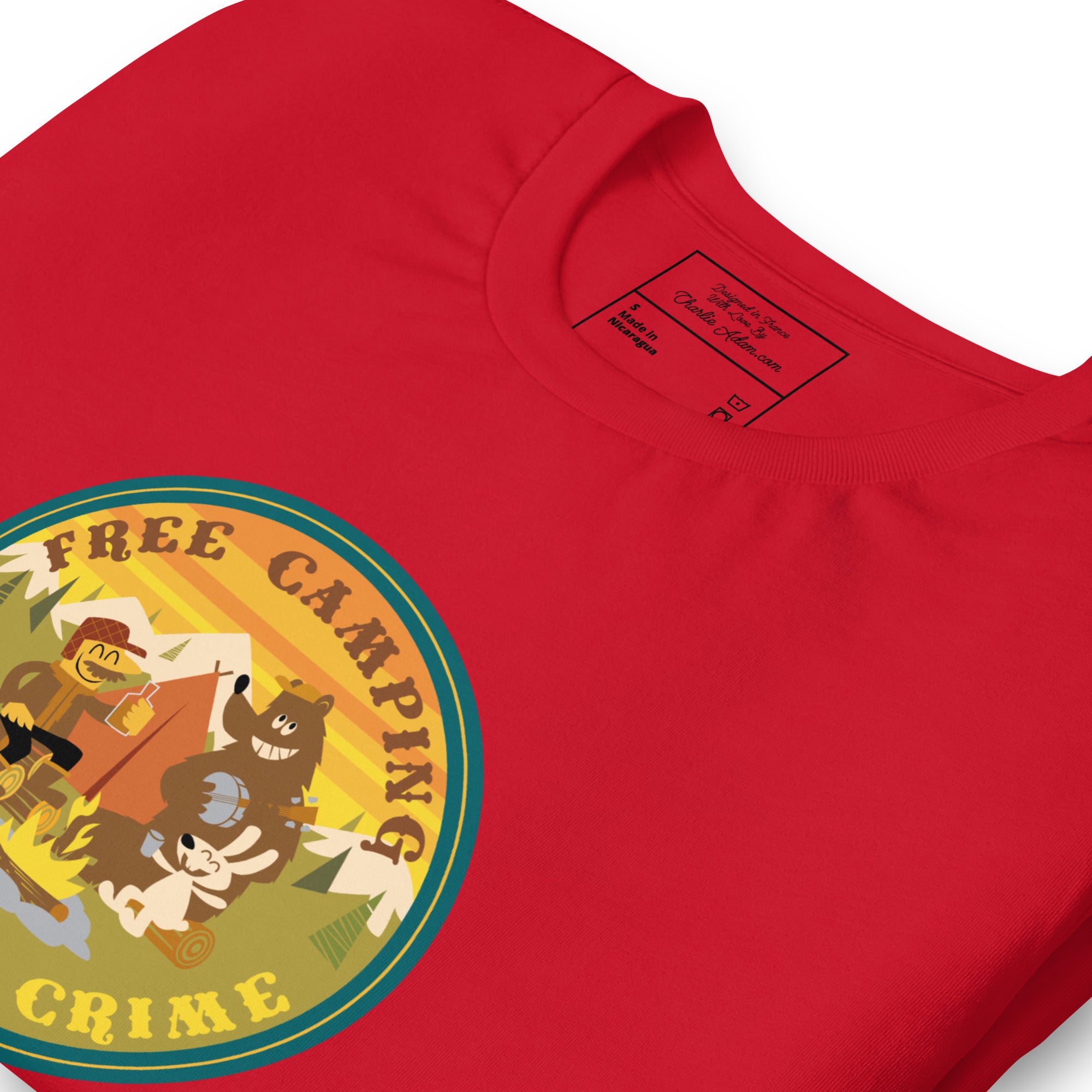 Unisex cotton t-shirt Free Camping is not a Crime on bright colors