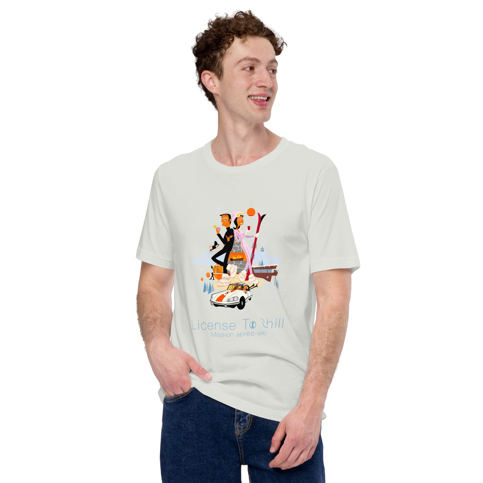 T-shirt en coton unisexe License To Chill Mission Après-Ski sur couleurs claires