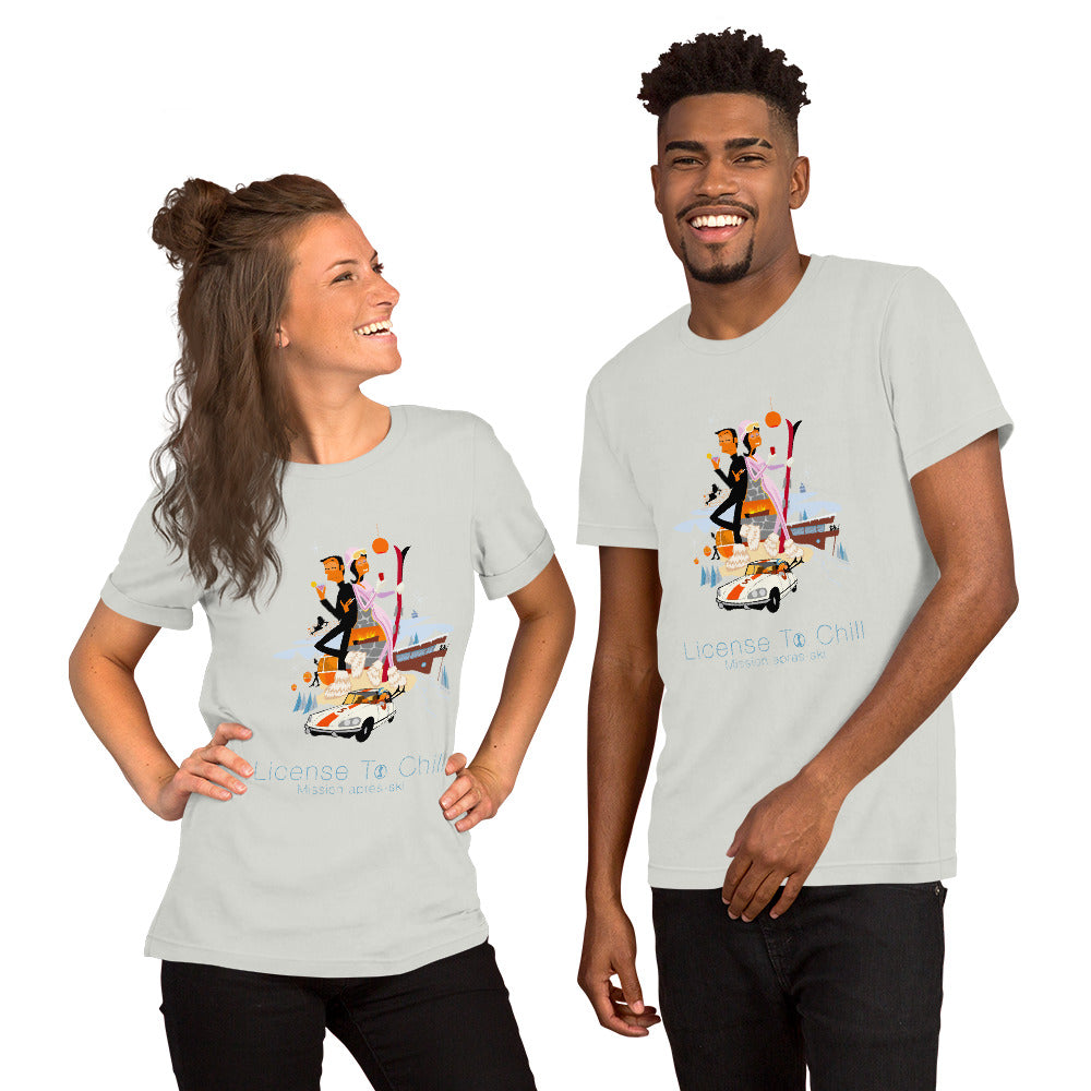 T-shirt en coton unisexe License To Chill Mission Après-Ski sur couleurs claires