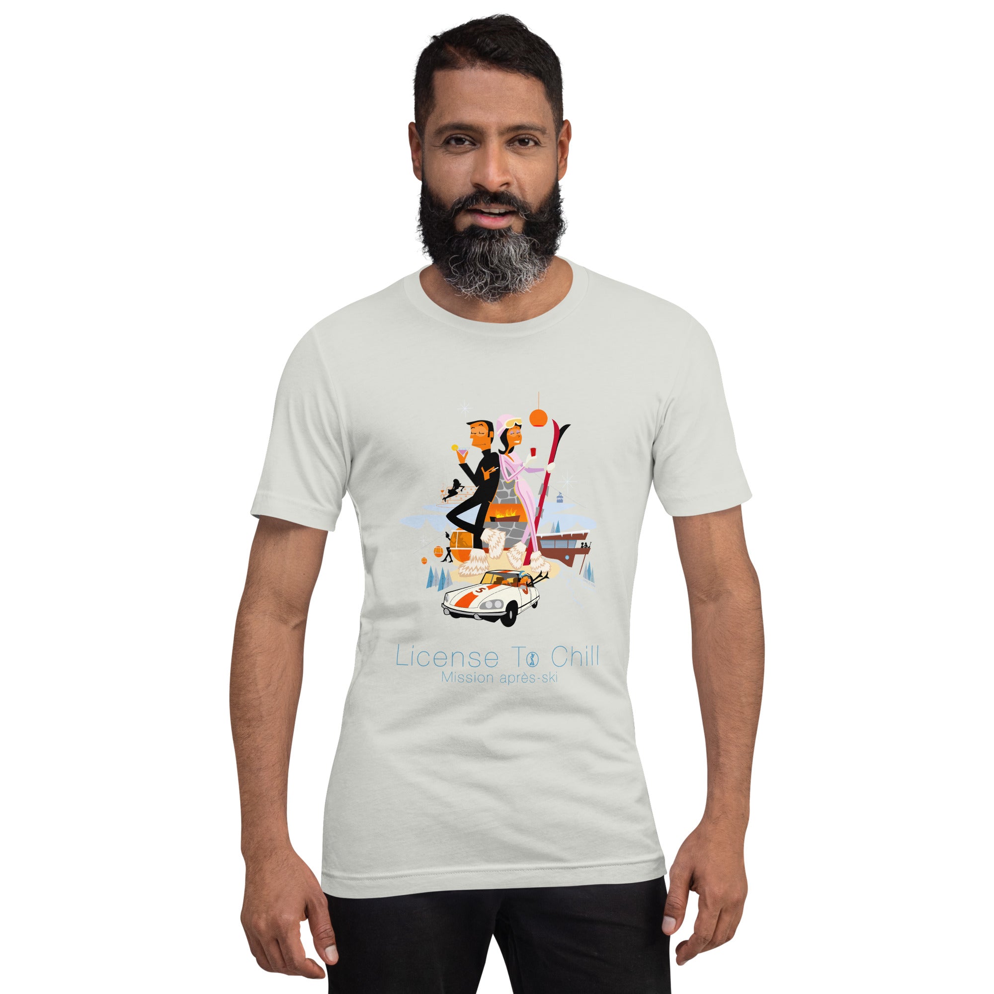 T-shirt en coton unisexe License To Chill Mission Après-Ski sur couleurs claires