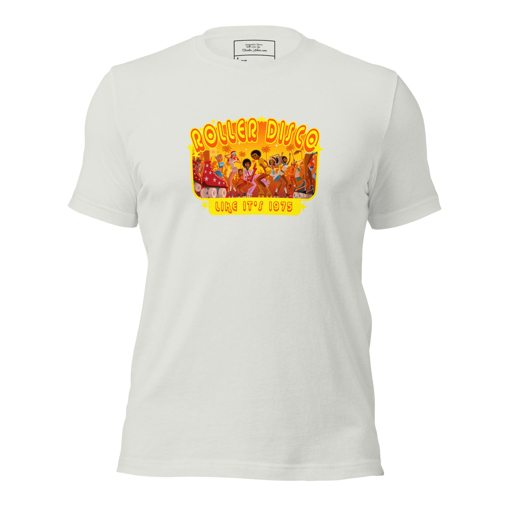 T-shirt en coton unisexe Roller Disco 1975 sur couleurs claires