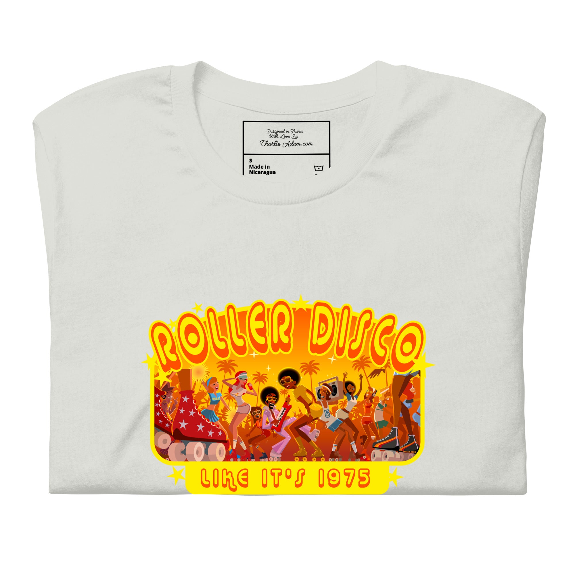 T-shirt en coton unisexe Roller Disco 1975 sur couleurs claires