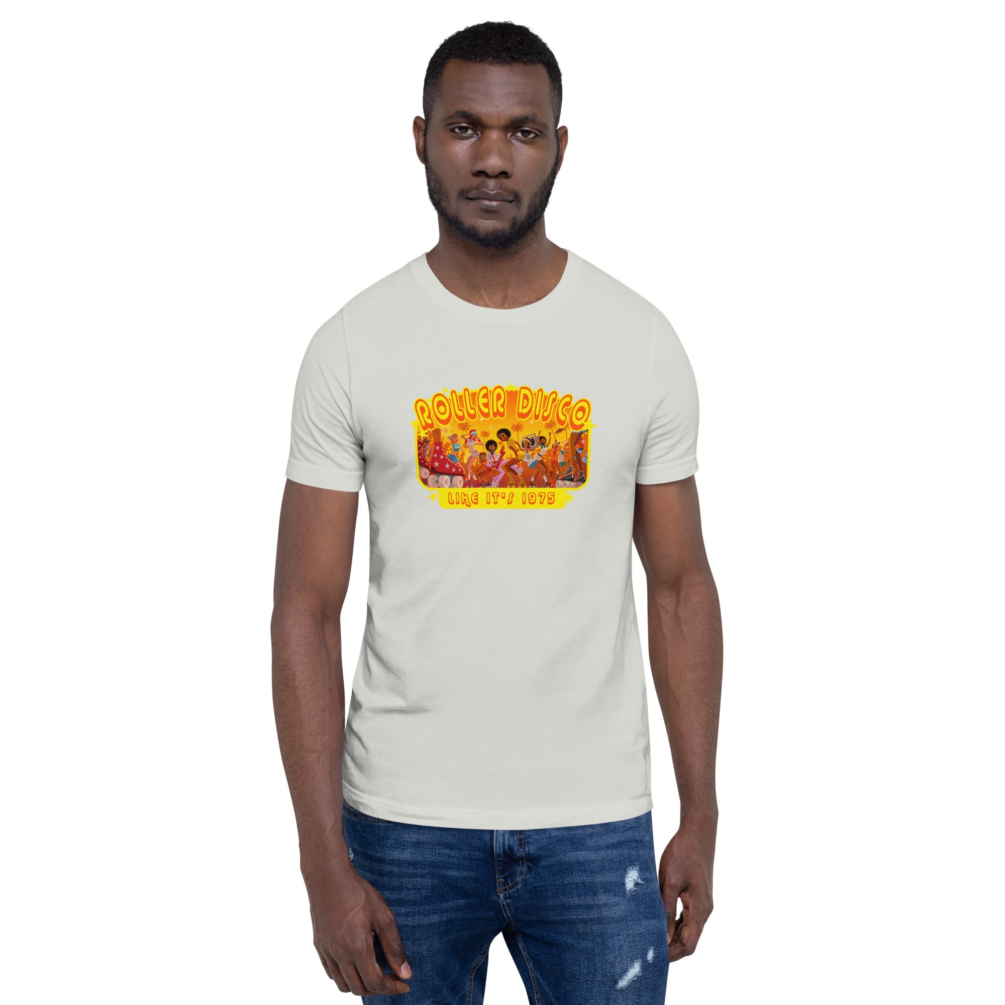 T-shirt en coton unisexe Roller Disco 1975 sur couleurs claires