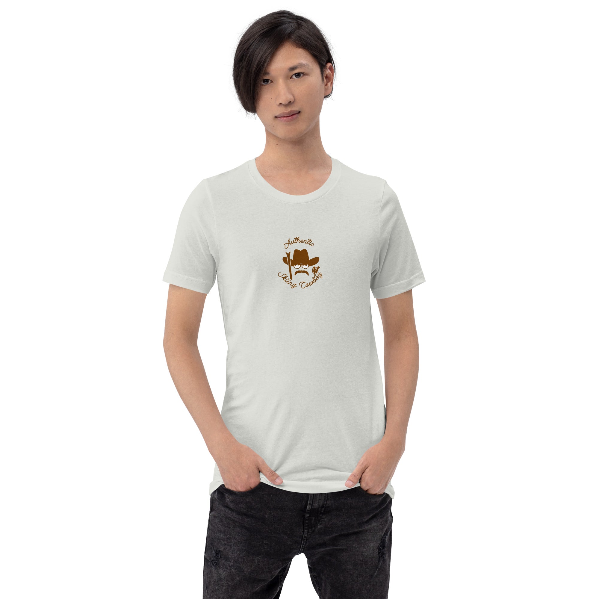 Unisex cotton t-shirt Authentic Skiing Cowboy on light colors