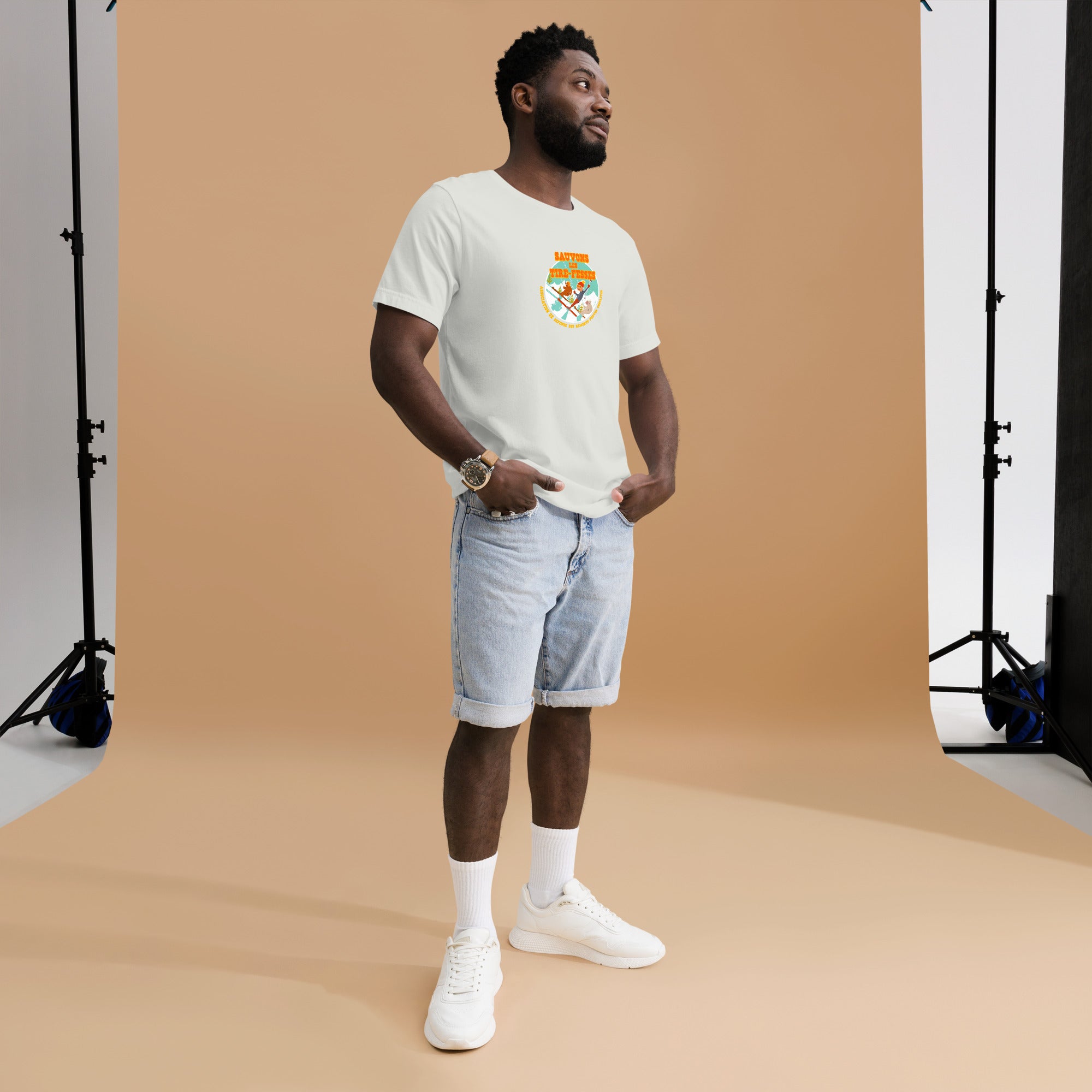 T-shirt en coton unisexe Sauvons les Tires-fesses sur couleurs claires
