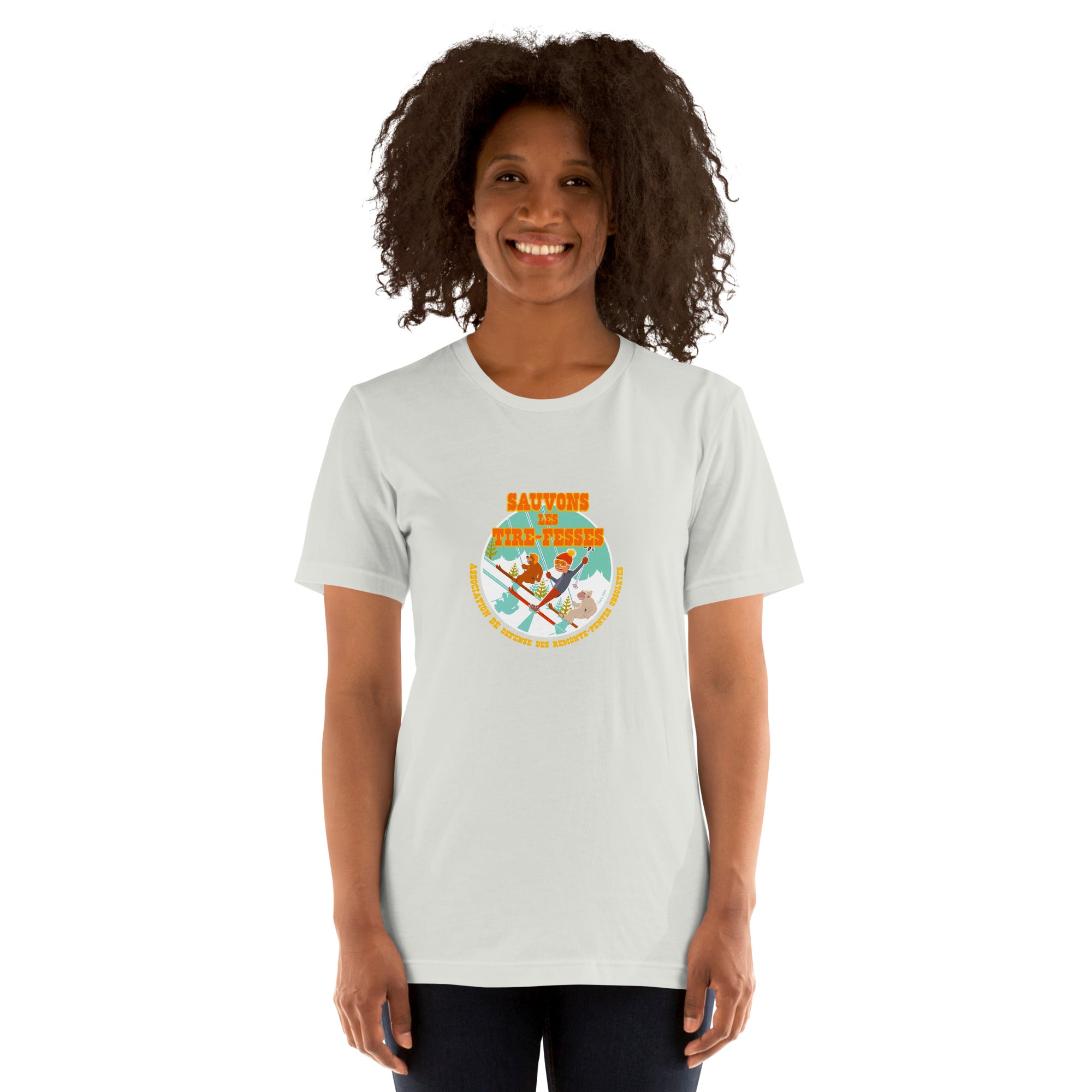 T-shirt en coton unisexe Sauvons les Tires-fesses sur couleurs claires