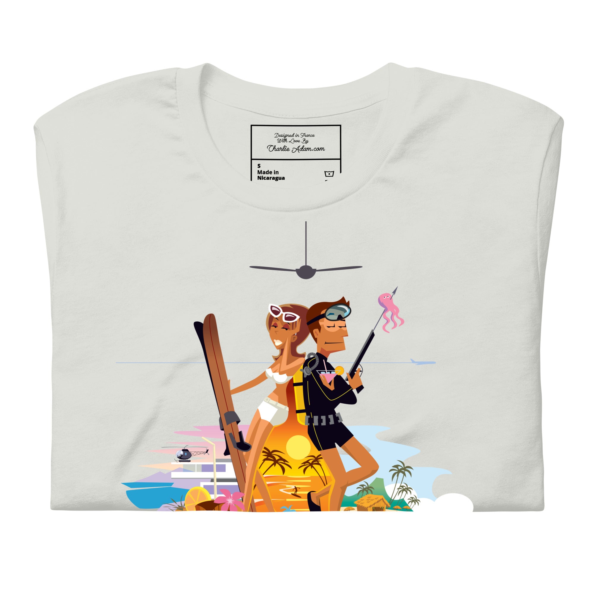 T-shirt en coton unisexe License to Chill Vamos a la playa sur couleurs claires