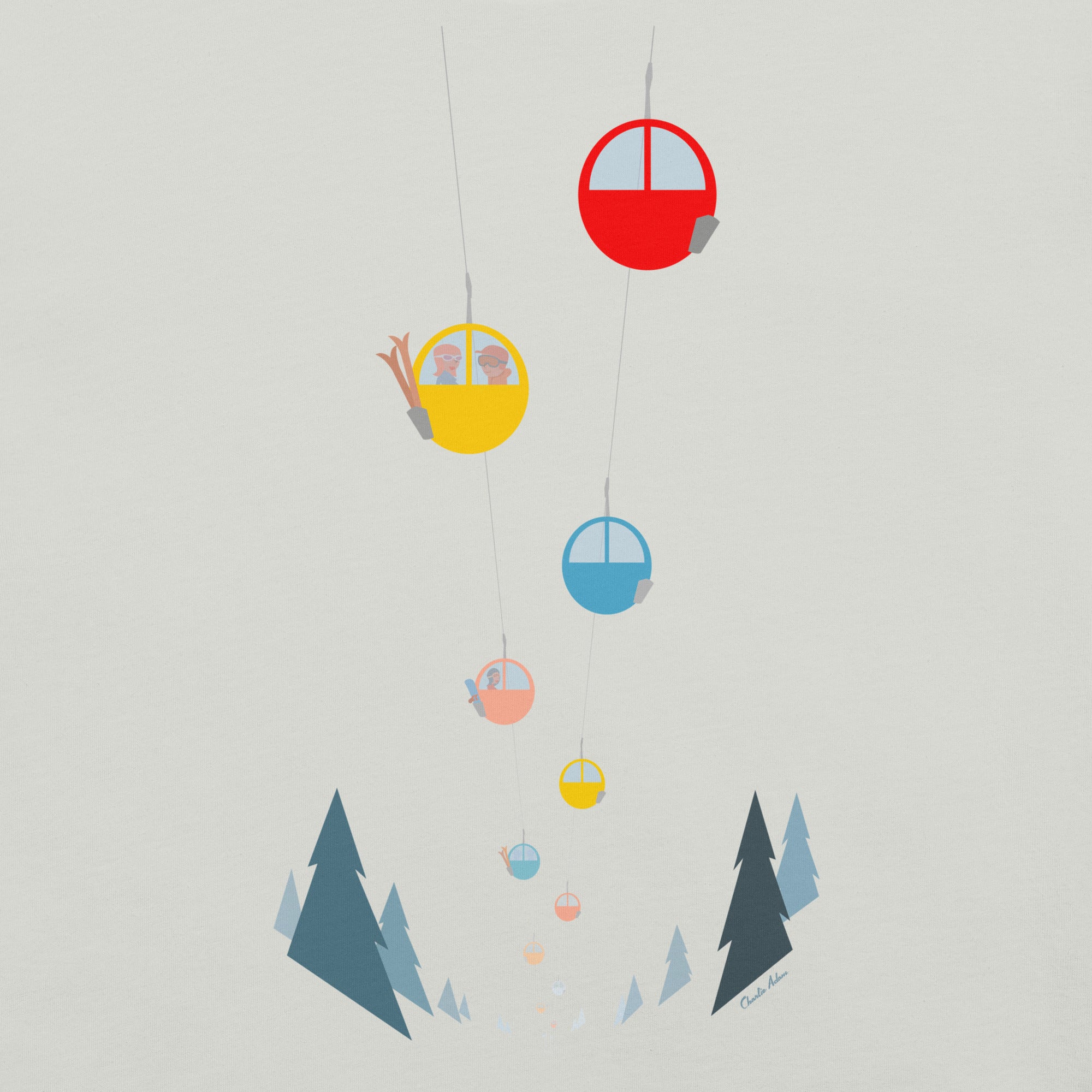 T-shirt en coton unisexe Gondolas in the mist sur couleurs claires