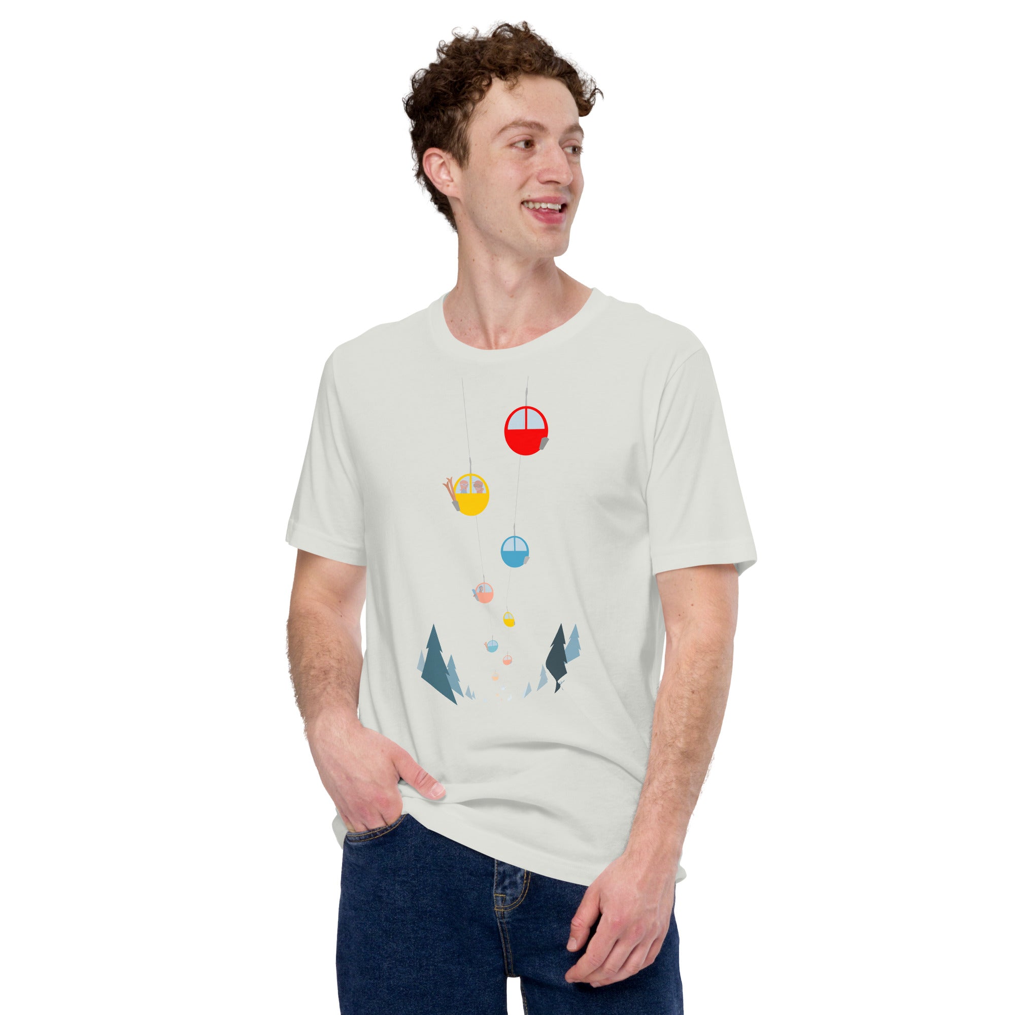 T-shirt en coton unisexe Gondolas in the mist sur couleurs claires