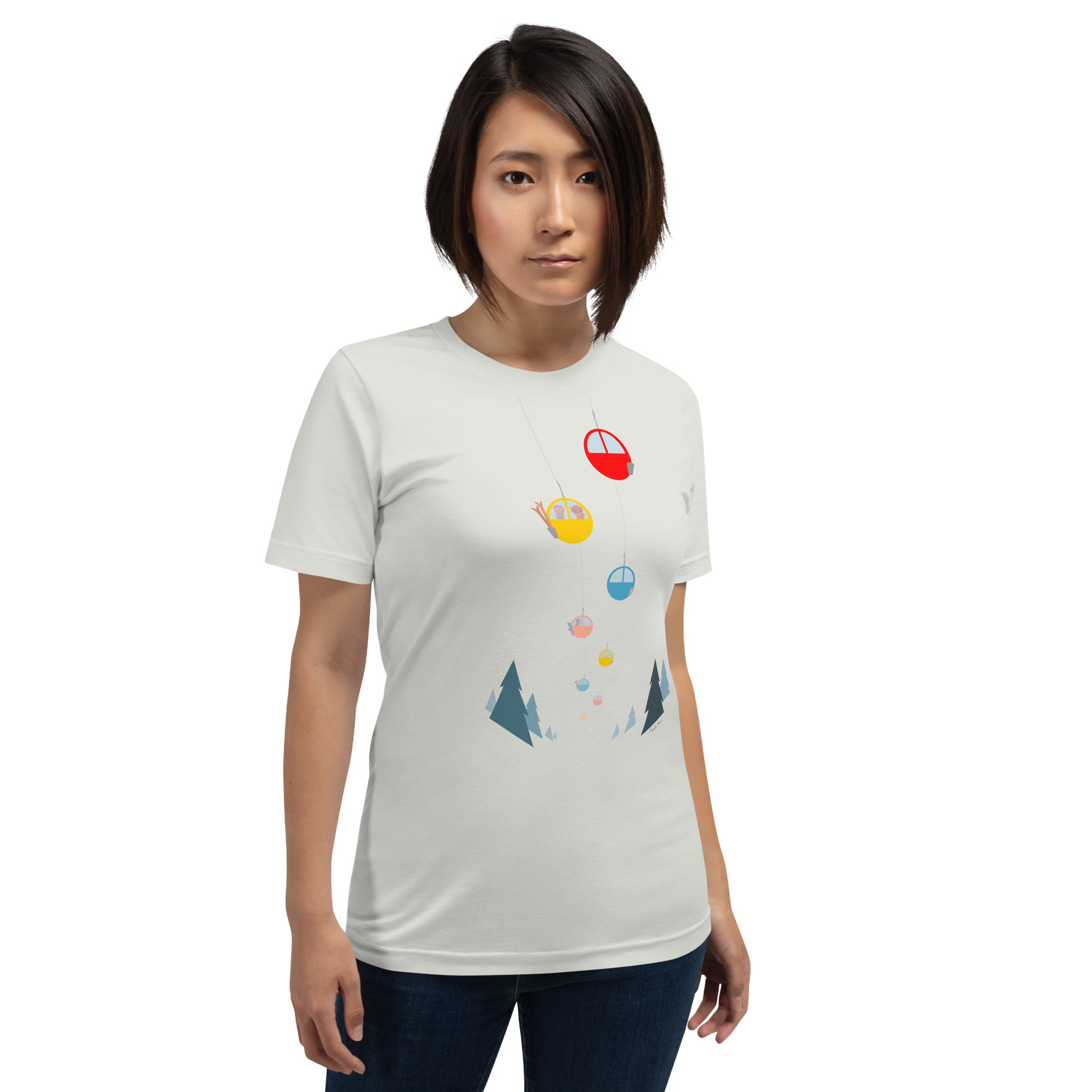 T-shirt en coton unisexe Gondolas in the mist sur couleurs claires