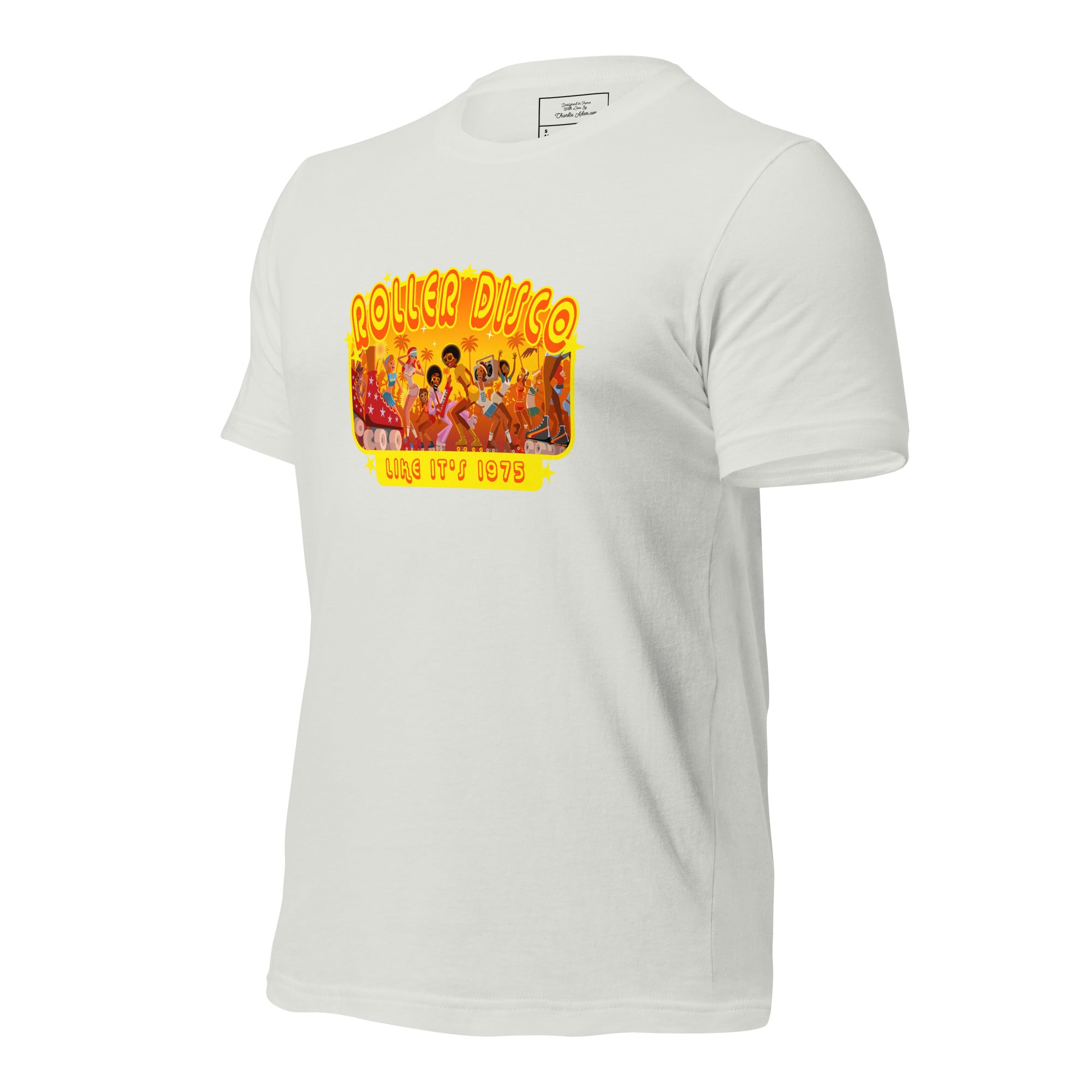 T-shirt en coton unisexe Roller Disco 1975 sur couleurs claires
