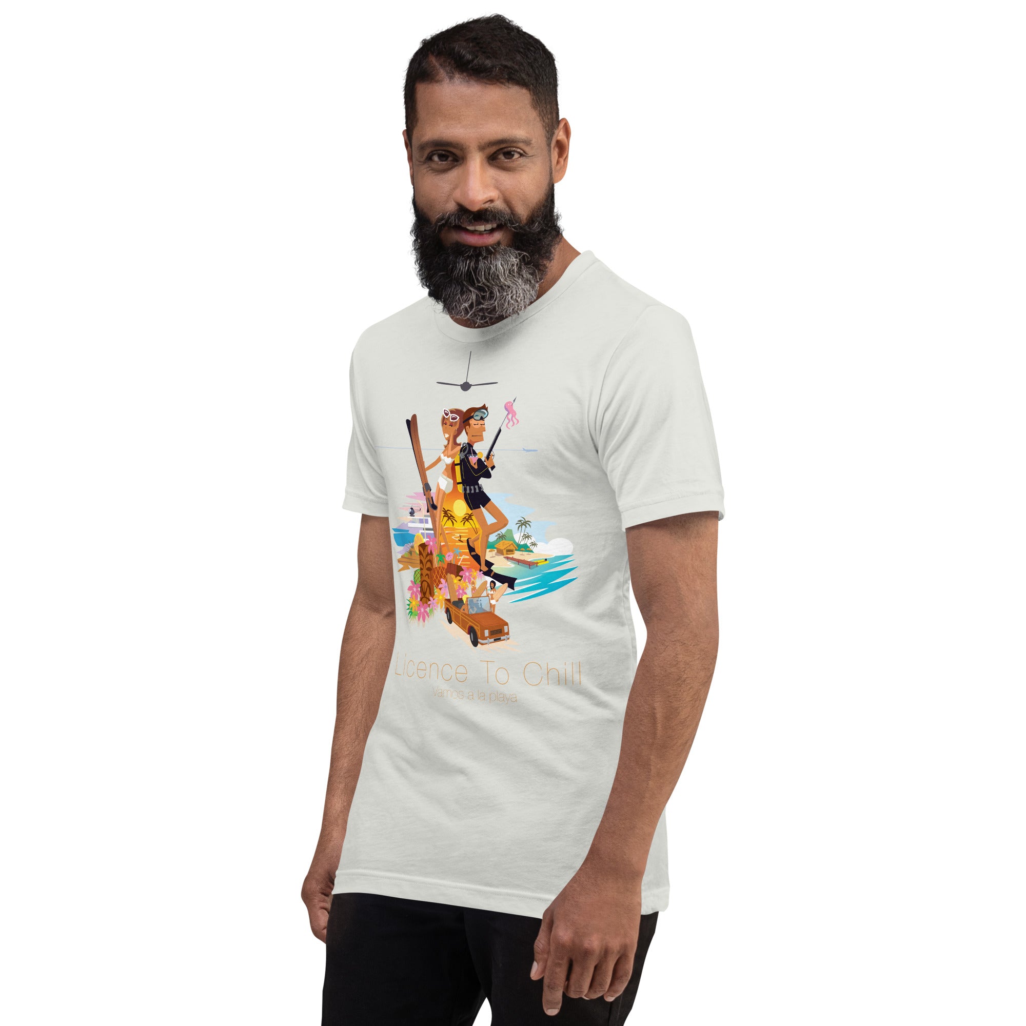 T-shirt en coton unisexe License to Chill Vamos a la playa sur couleurs claires