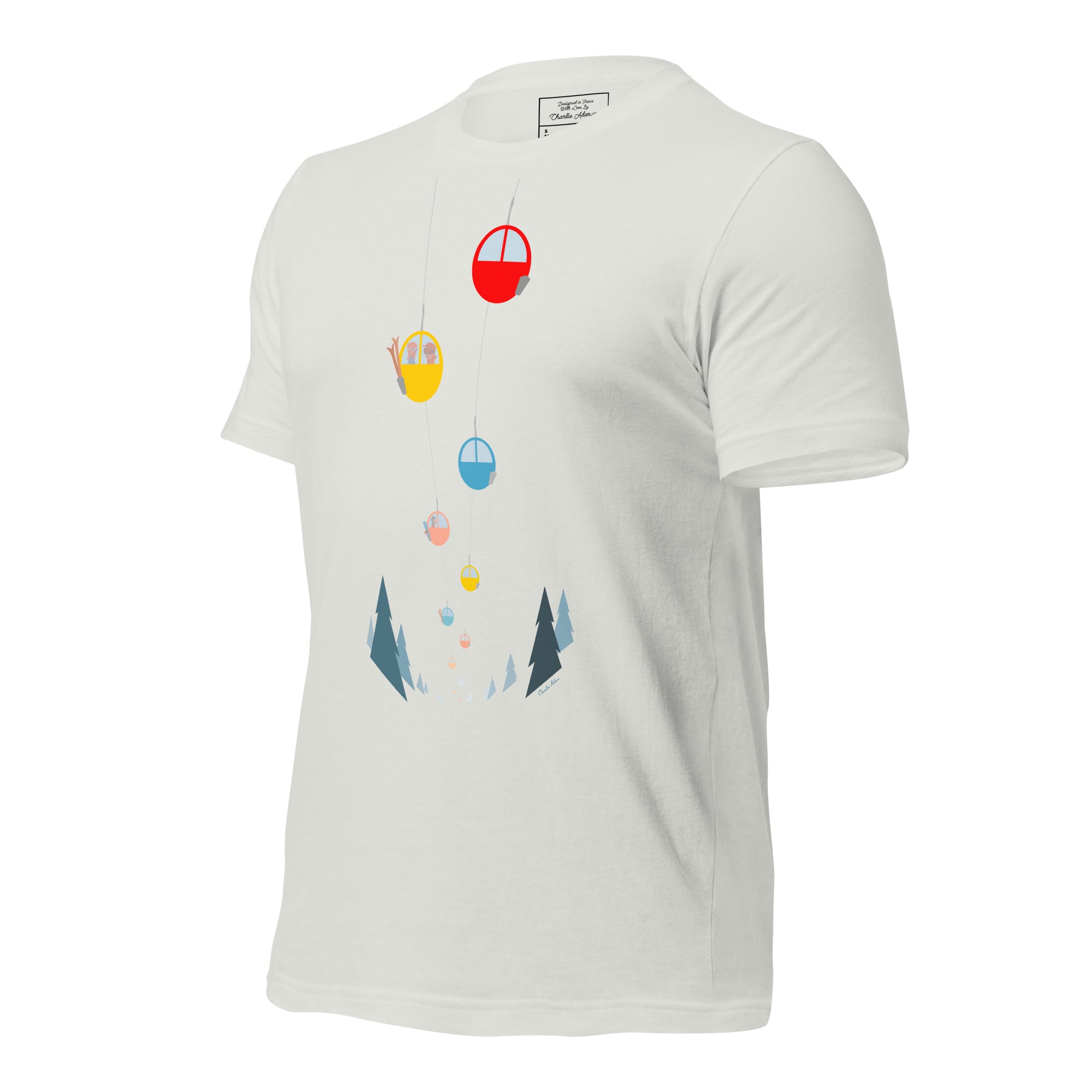 T-shirt en coton unisexe Gondolas in the mist sur couleurs claires