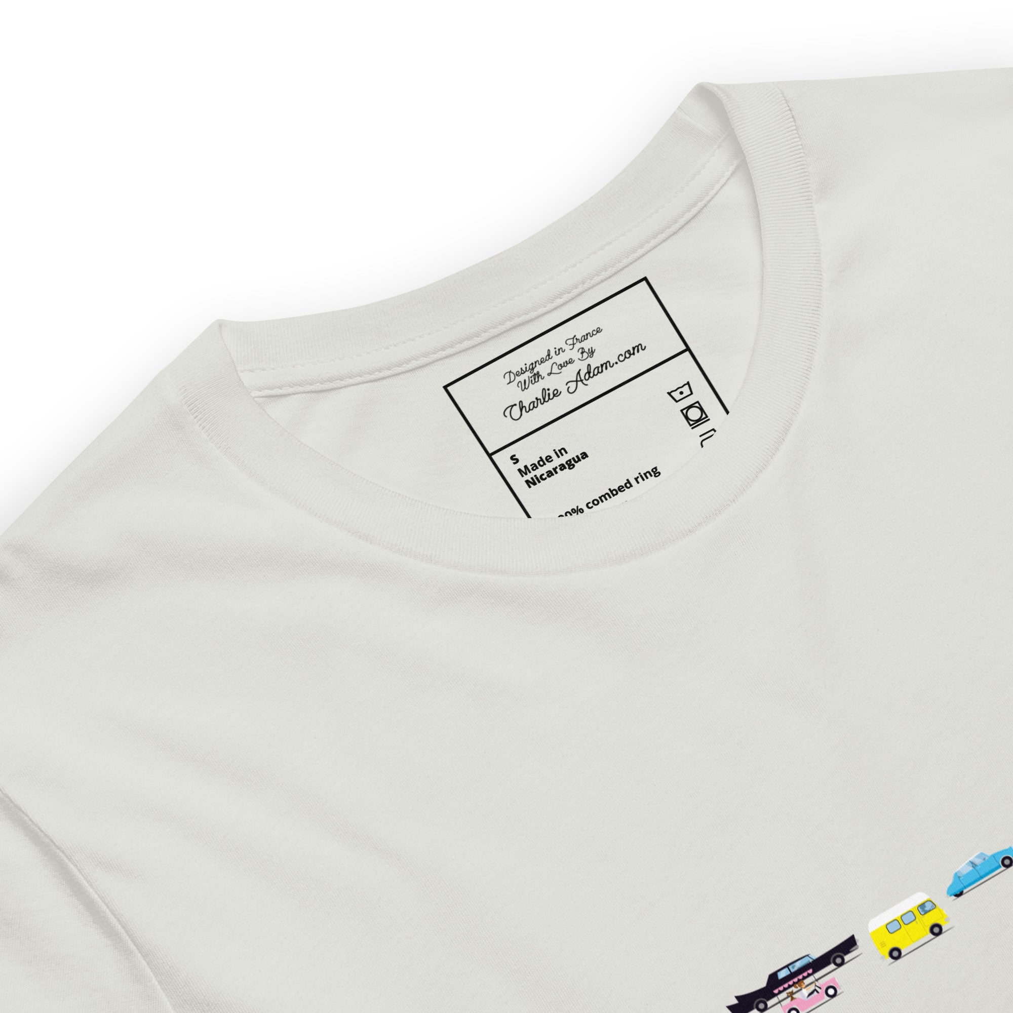 T-shirt en coton unisexe Vintage Cars Traffic Jam sur couleurs claires