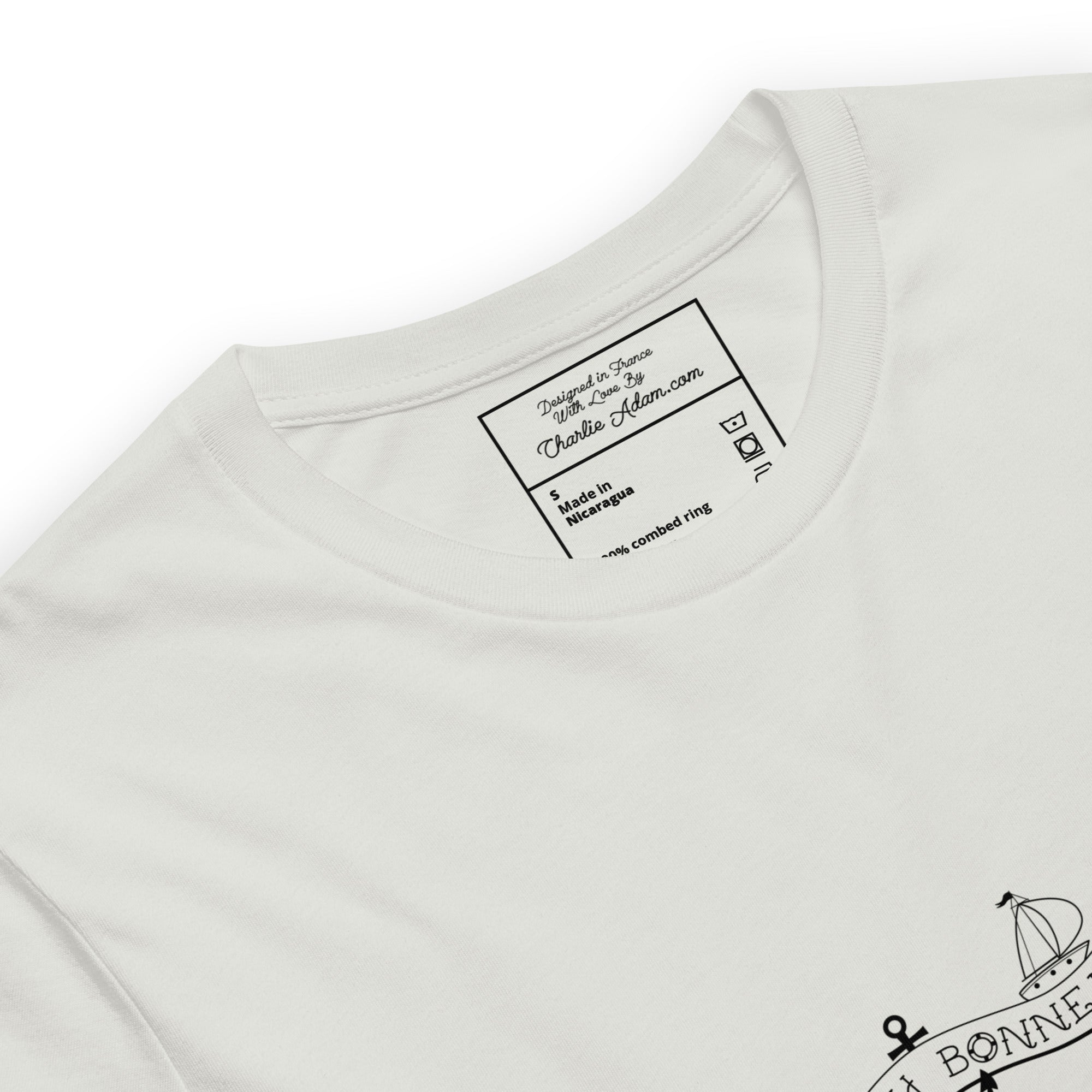 T-shirt en coton unisexe Oh Bonne Mer Tattoo black sur couleurs claires