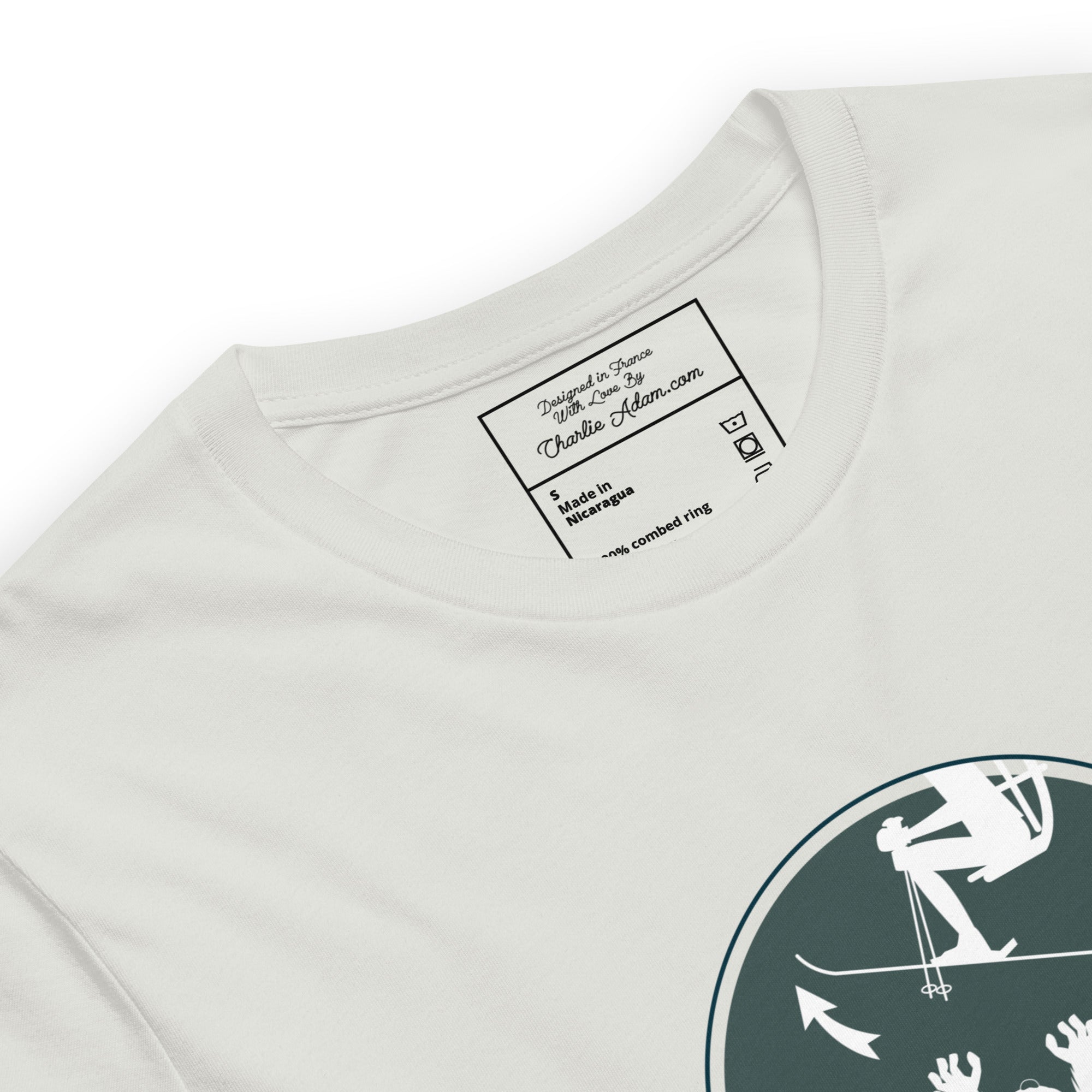 T-shirt en coton unisexe In case of Yeti, lift your ski tips sur couleurs claires
