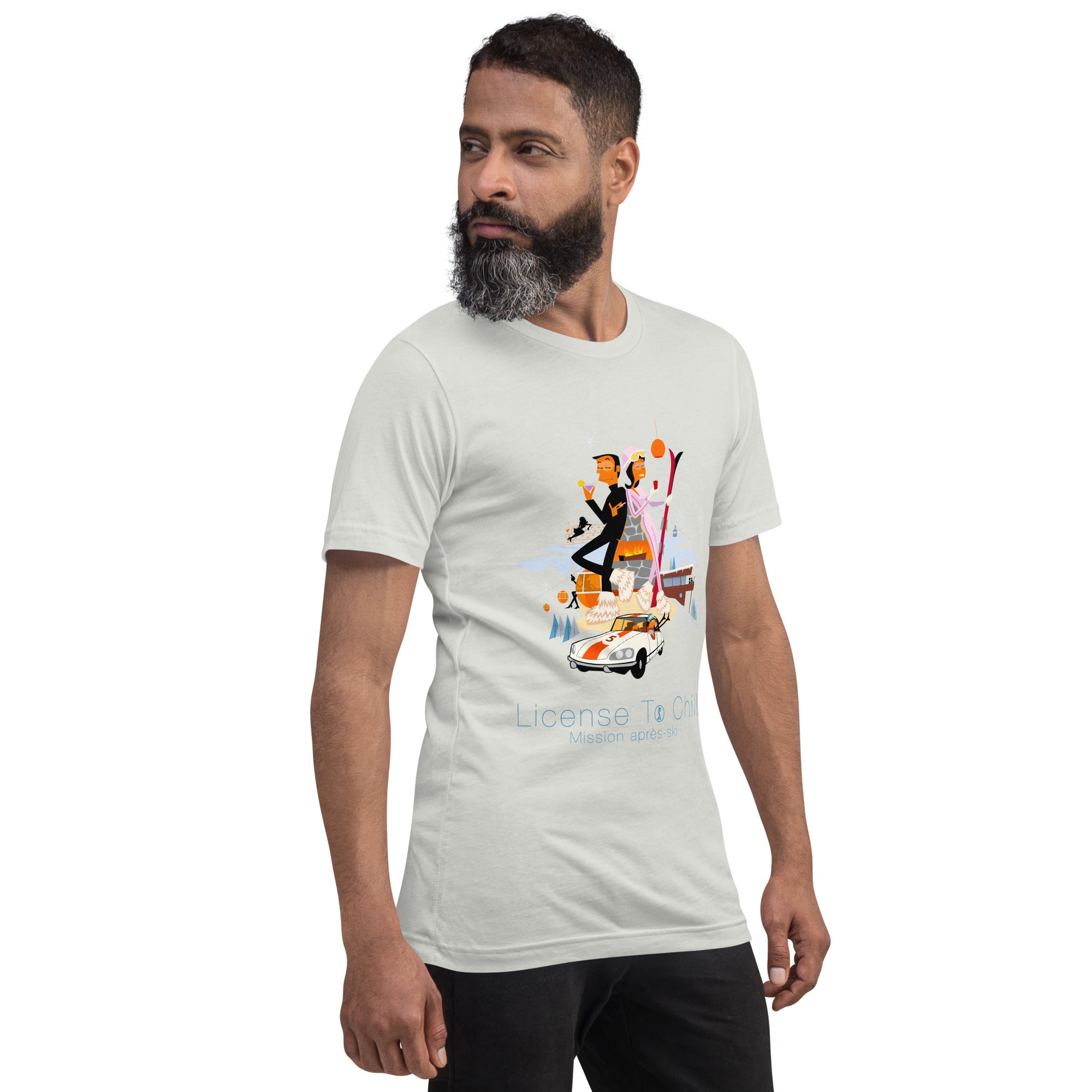 T-shirt en coton unisexe License To Chill Mission Après-Ski sur couleurs claires
