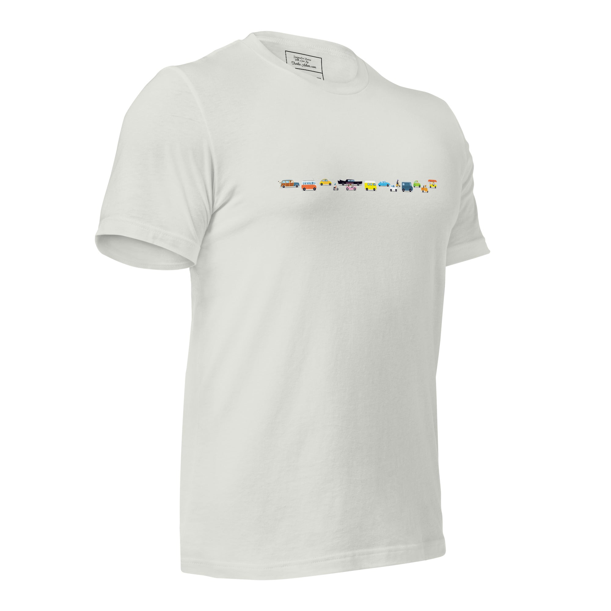 T-shirt en coton unisexe Vintage Cars Traffic Jam sur couleurs claires