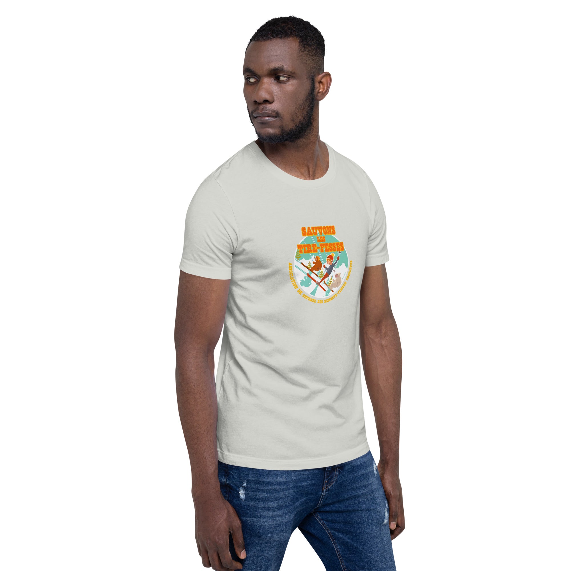 T-shirt en coton unisexe Sauvons les Tires-fesses sur couleurs claires
