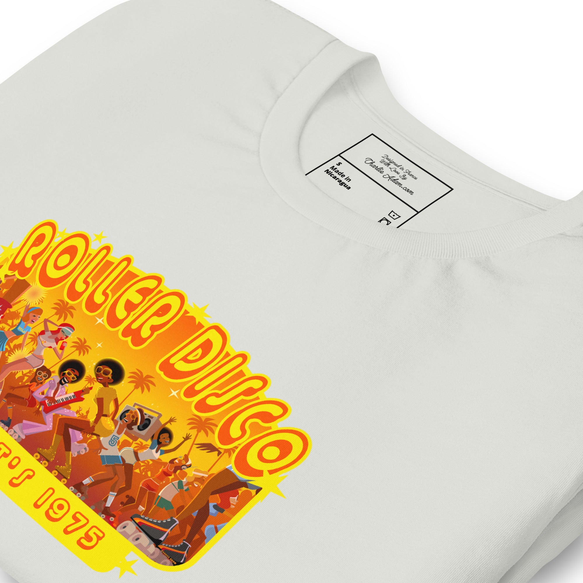 T-shirt en coton unisexe Roller Disco 1975 sur couleurs claires