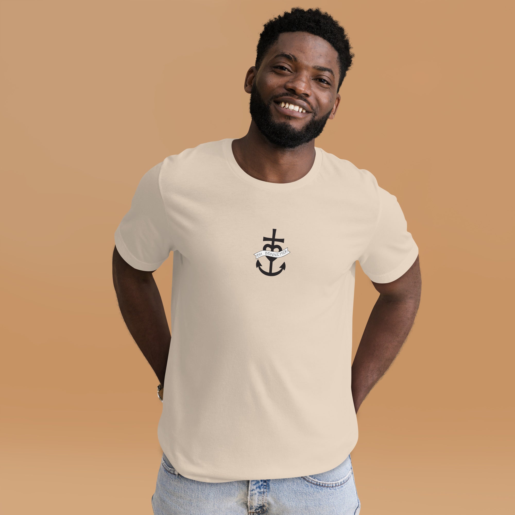 T-shirt en coton unisexe Oh Bonne Mer 1 sur couleurs claires