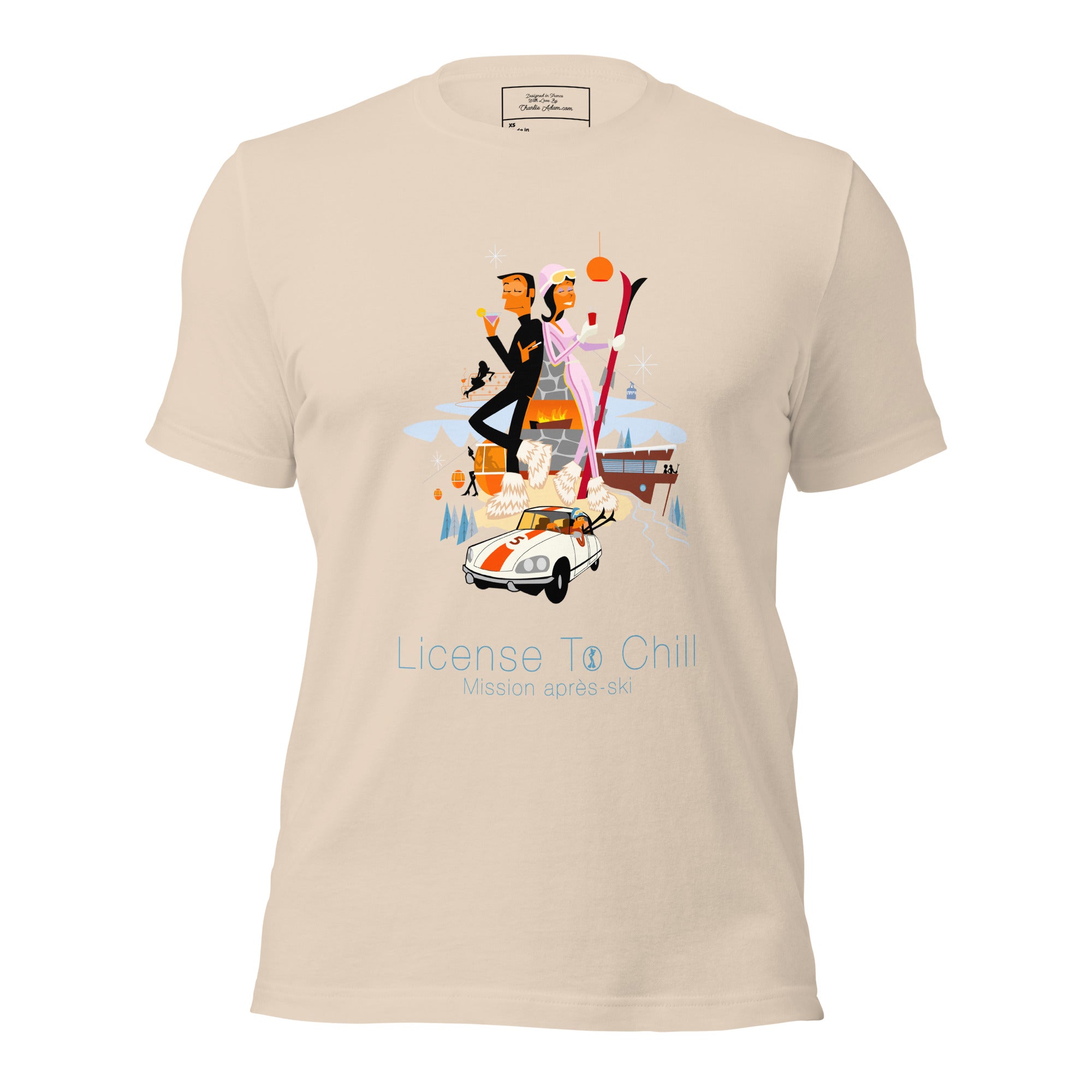 T-shirt en coton unisexe License To Chill Mission Après-Ski sur couleurs claires