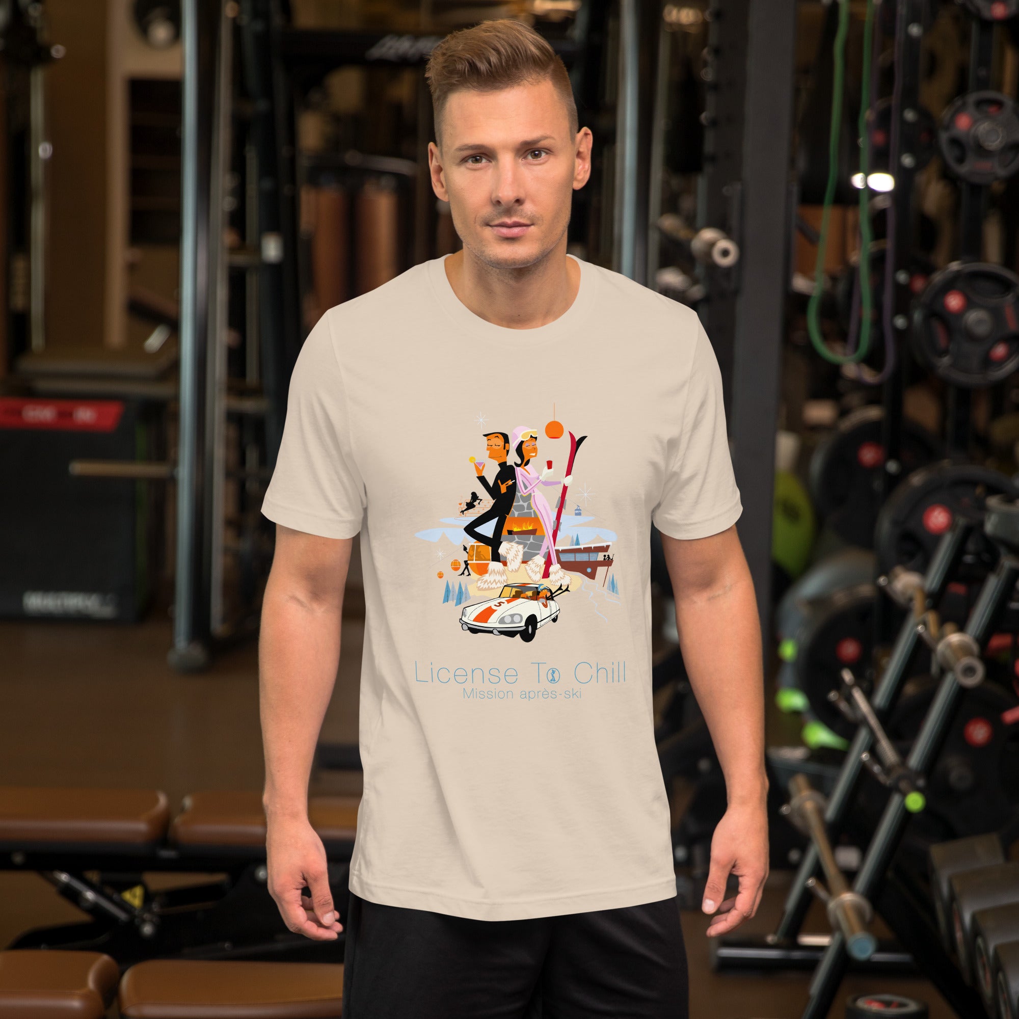 T-shirt en coton unisexe License To Chill Mission Après-Ski sur couleurs claires