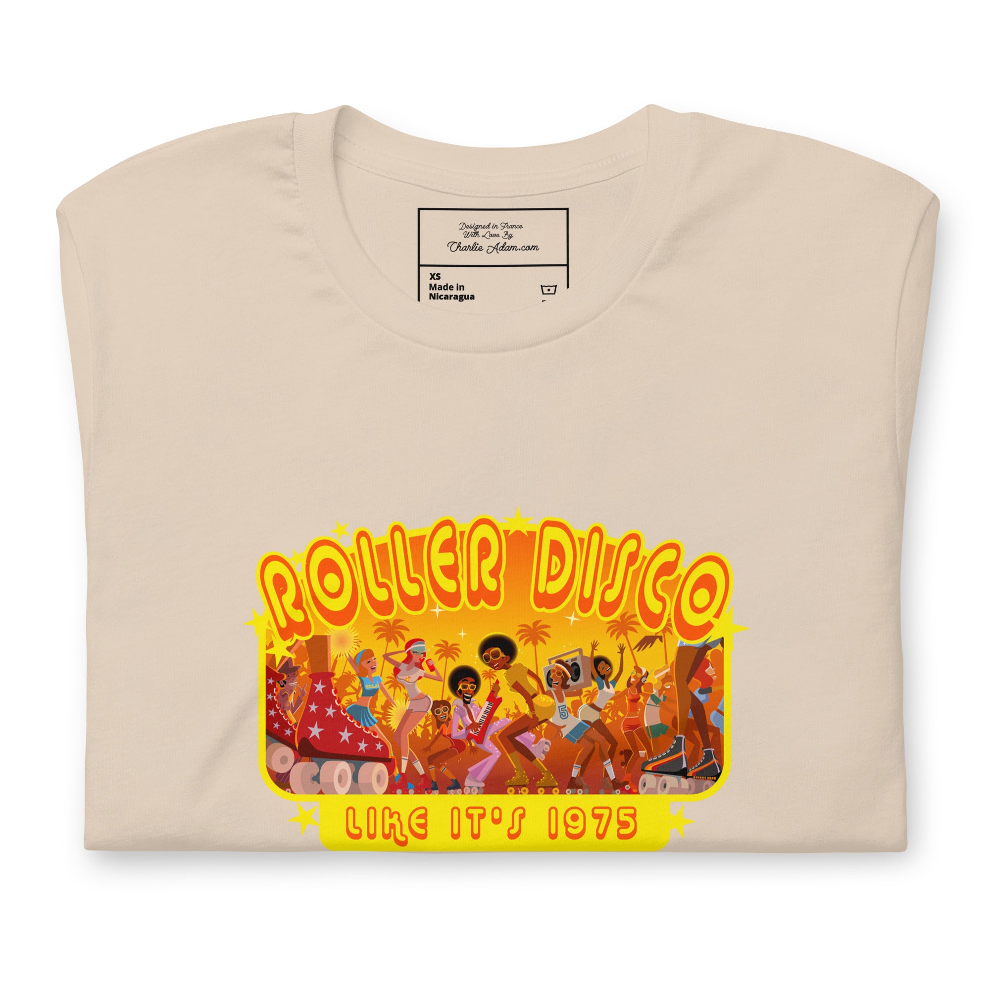T-shirt en coton unisexe Roller Disco 1975 sur couleurs claires
