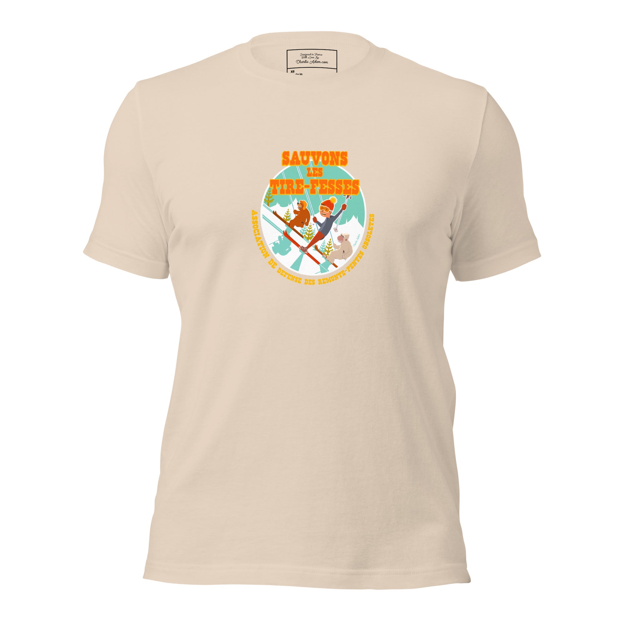 T-shirt en coton unisexe Sauvons les Tires-fesses sur couleurs claires