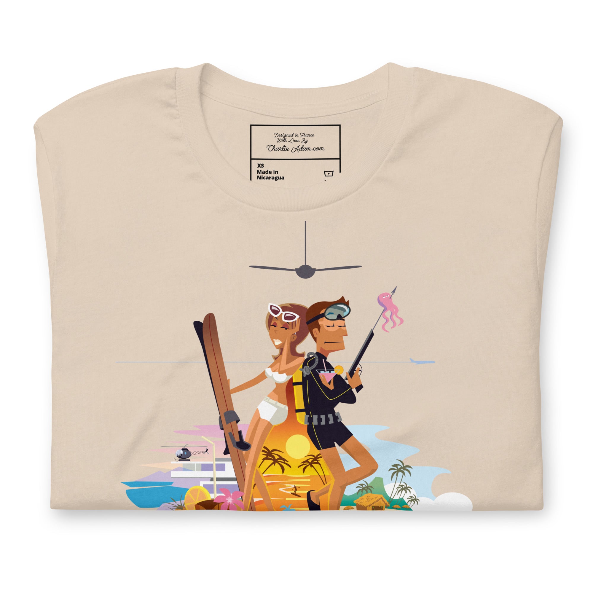 T-shirt en coton unisexe License to Chill Vamos a la playa sur couleurs claires