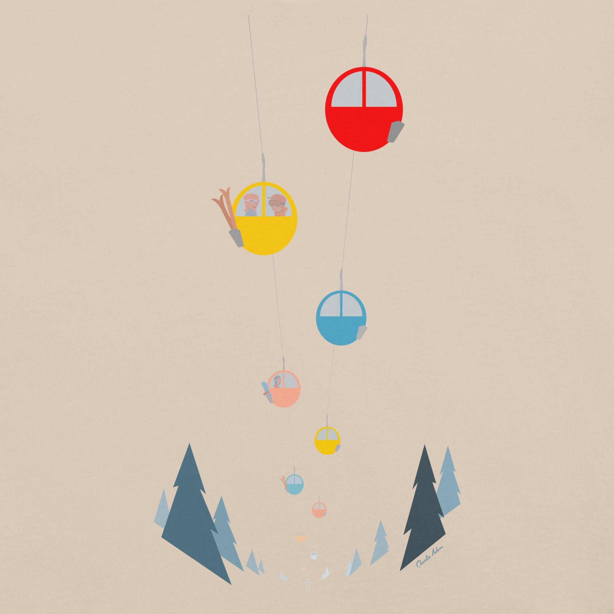 T-shirt en coton unisexe Gondolas in the mist sur couleurs claires