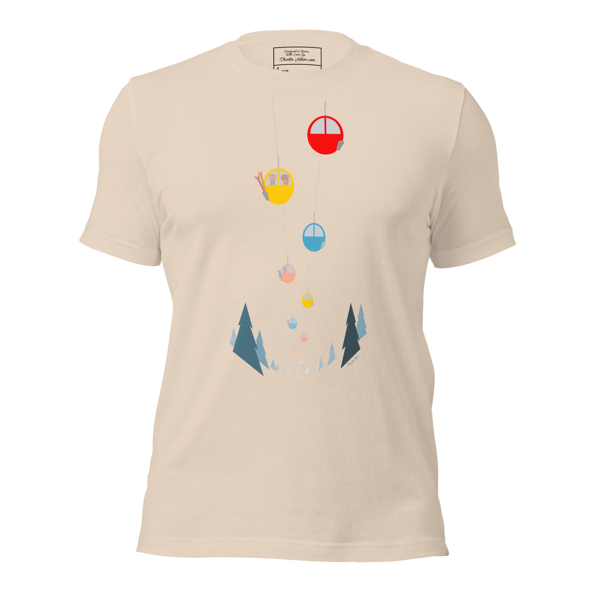 T-shirt en coton unisexe Gondolas in the mist sur couleurs claires
