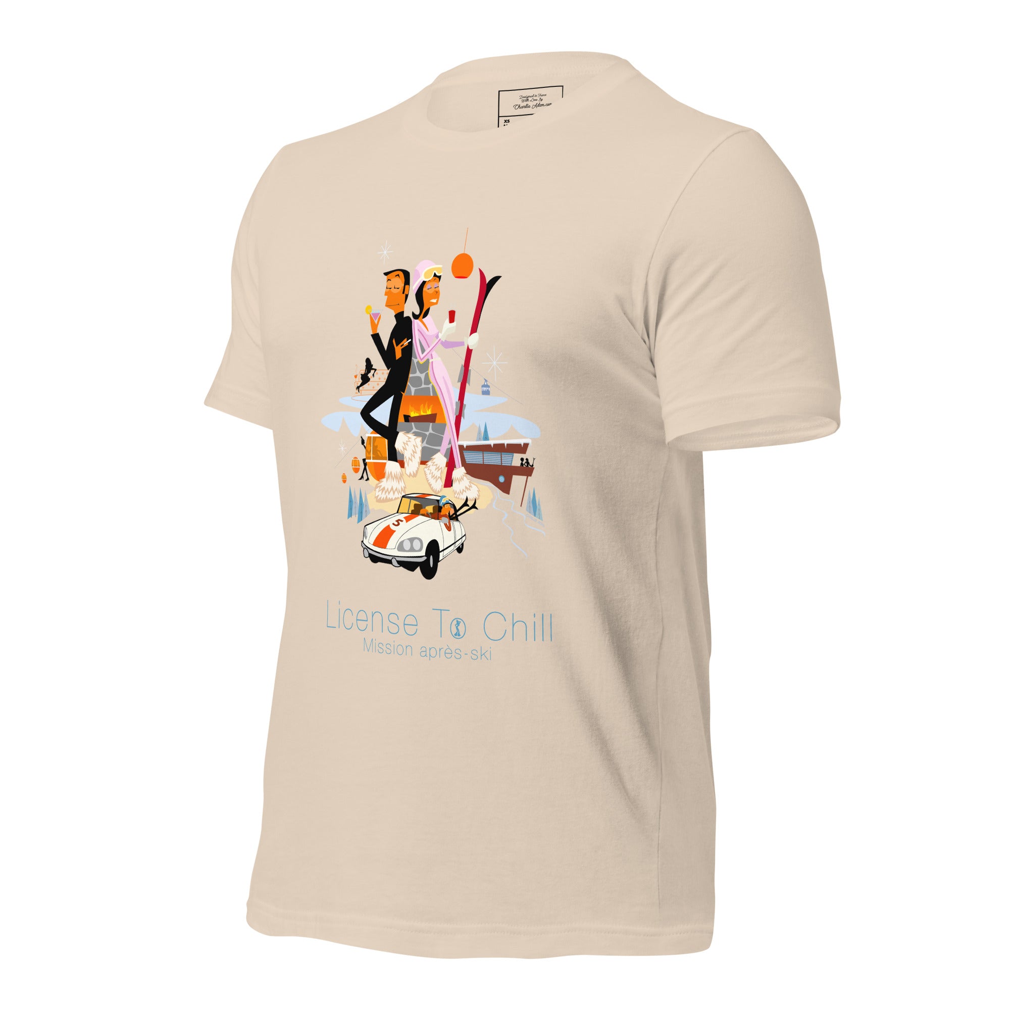 T-shirt en coton unisexe License To Chill Mission Après-Ski sur couleurs claires