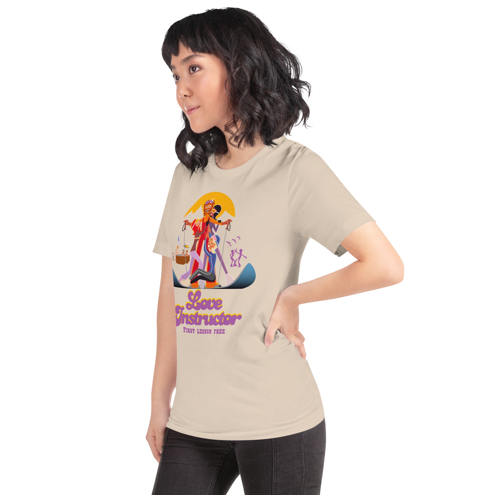 T-shirt en coton unisexe Love instructor First lesson free sur couleurs claires