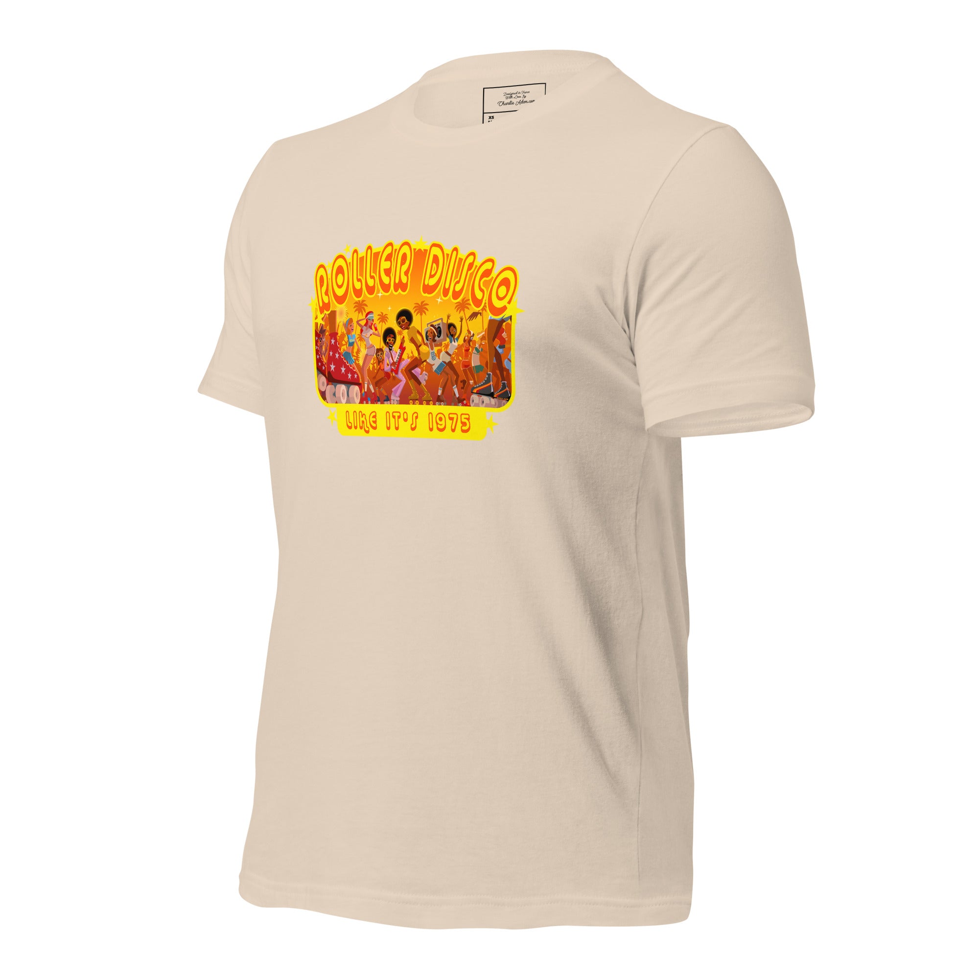 T-shirt en coton unisexe Roller Disco 1975 sur couleurs claires