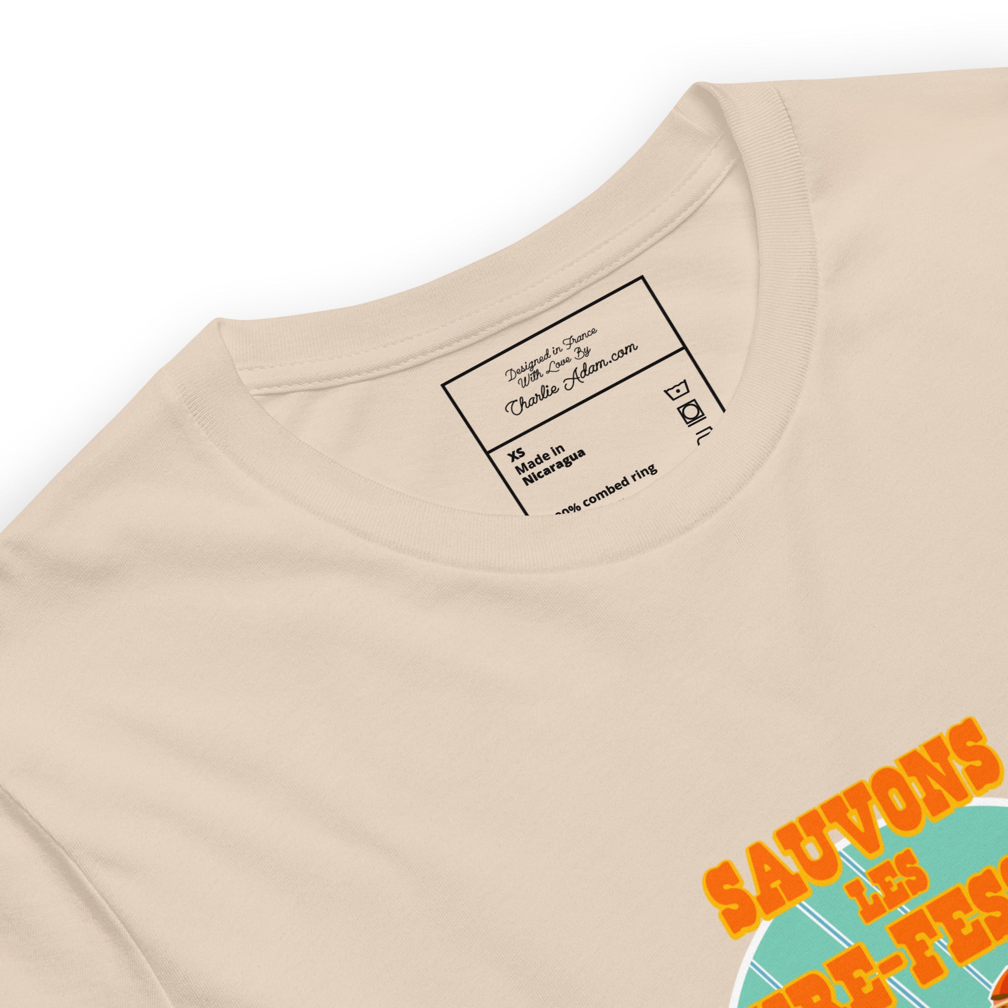T-shirt en coton unisexe Sauvons les Tires-fesses sur couleurs claires