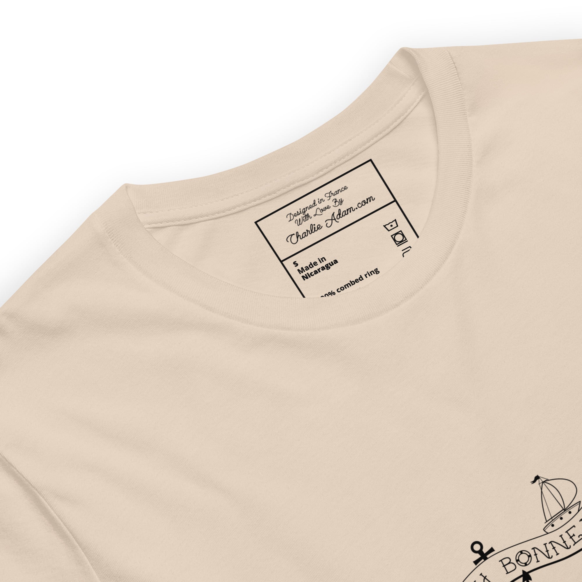 T-shirt en coton unisexe Oh Bonne Mer Tattoo black sur couleurs claires