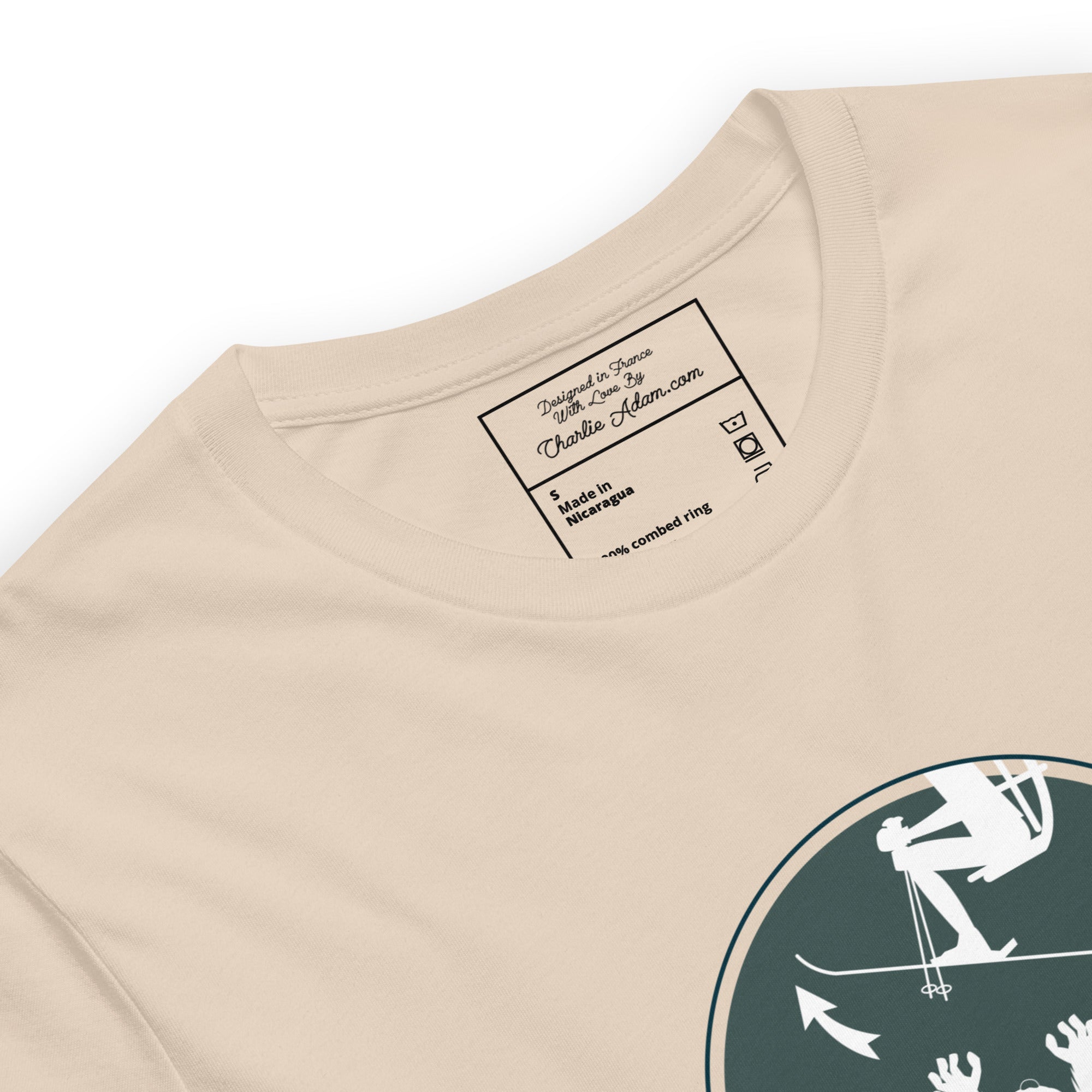 T-shirt en coton unisexe In case of Yeti, lift your ski tips sur couleurs claires